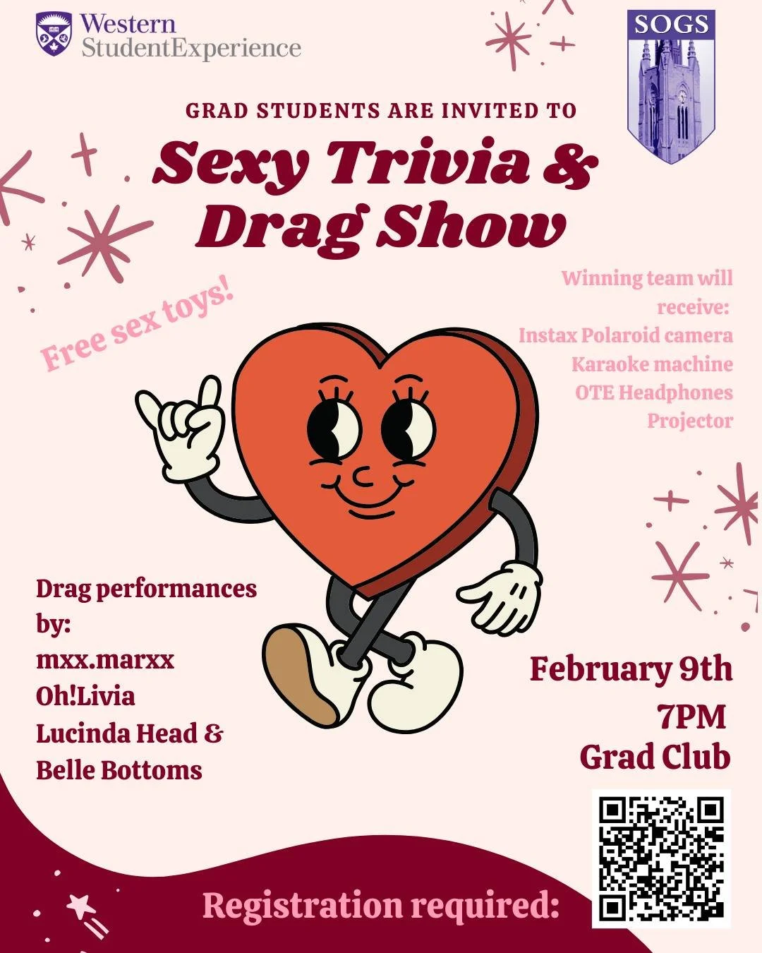 Western grad students!

You are invited to attend this years Sexy Trivia, hosted by the members of @_planetsaligned drag collective! The winning team will get an awesome prize, you don&rsquo;t want to miss out!

☝️ Bring your tips, sexy brains, gathe