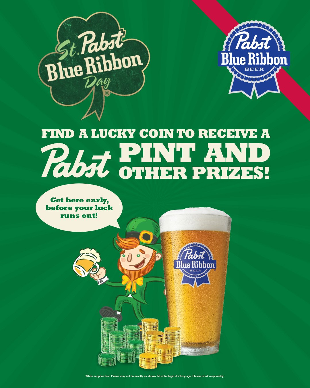 ☘️ Celebrate St. Patrick's Day at the Grad Club! 🌈

🍻 Find a lucky coin and receive a Pabst Blue Ribbon pint and other prizes! 

#gradlifewesternu