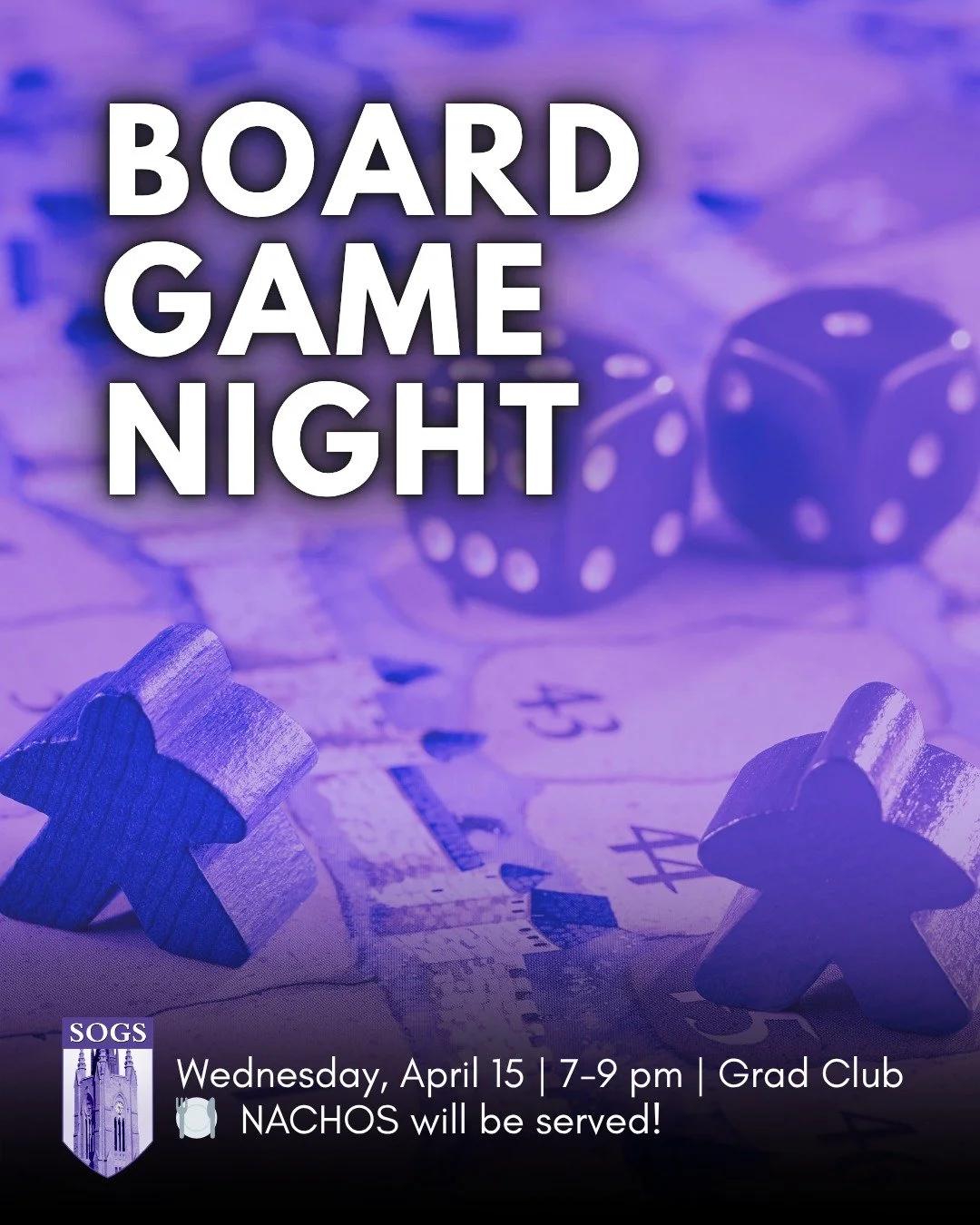 🃏Join the Orientation &amp; Social Committee for a casual, fun night of playing board games, eating nachos, and hanging with grad school friends and colleagues. 

📆 Wednesday, April 15th
⏰ 7-9 pm
📍Grad Club (Middlesex College, room 19)
🍽️ Nachos 