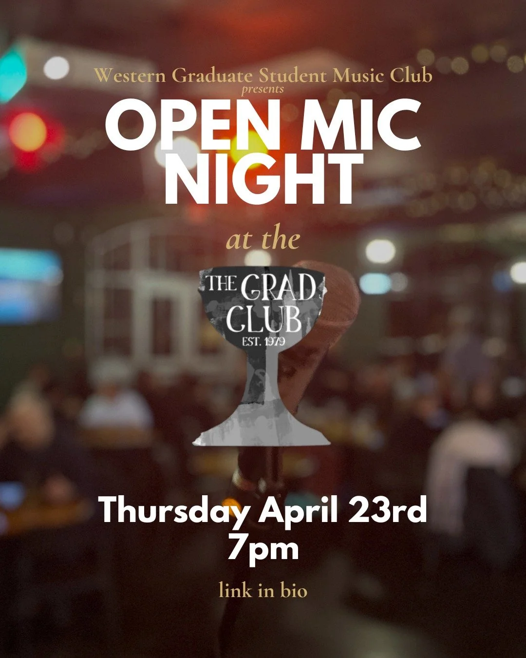 Once a month, the Western Graduate Students&rsquo; Music Club hosts Open Mic Night on our stage. The next Open Mic Night is April 23rd. The show starts at 6pm!
