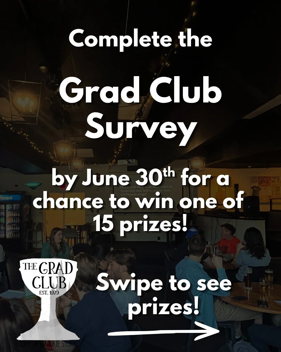 📢 Complete our Grad Club survey by June 30th, 2026 to be entered to win prizes valued at over $1,000! Survey link in bio!

We are collecting information on member experiences with the Grad Club, covering menu and operations, member benefits, events 