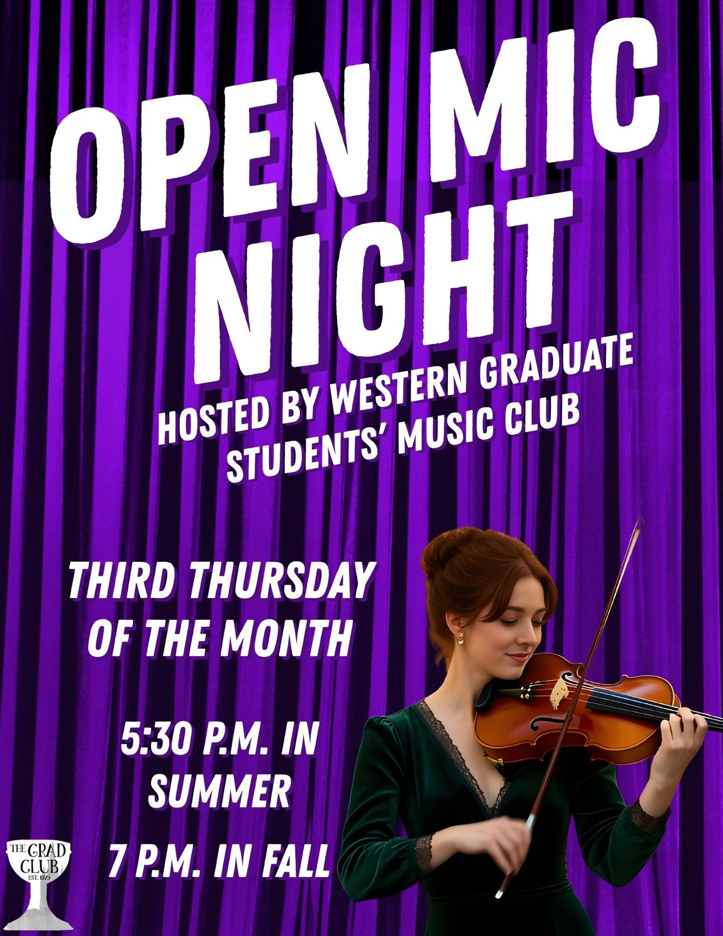 Did you know that once a month, the Western Graduate Students' Music Club hosts Open Mic Night at the Grad Club? 

Check out @uwogradmusic for info on how to register to perform, and come out and be entertained by your fellow grads!

https://www.inst