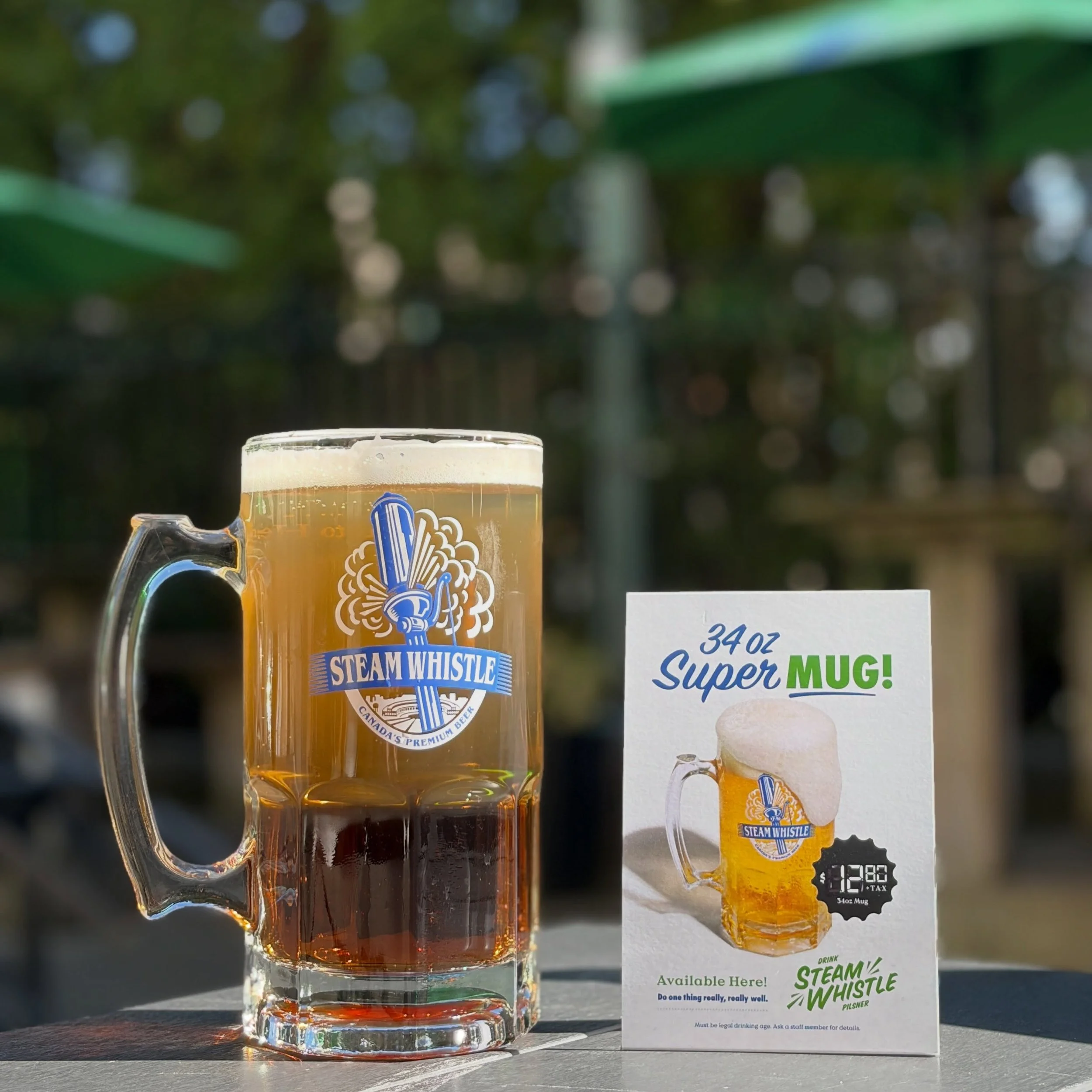 Now at the Grad Club: purchase a 34oz @steamwhistlebrewing beer and keep the Super Mug! 🍻