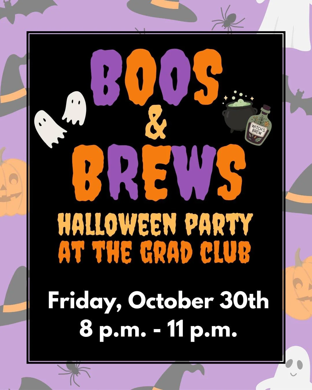 Join the SOGS Orientation and Social Committee for our annual HALLOWEEN COSTUME PARTY at the Grad Club!

Tickets at link in bio!

👻 Costume party &ndash; dress in your funniest, scariest, or sassiest costume
🪎 Costume contest: 1st place &ndash; $10
