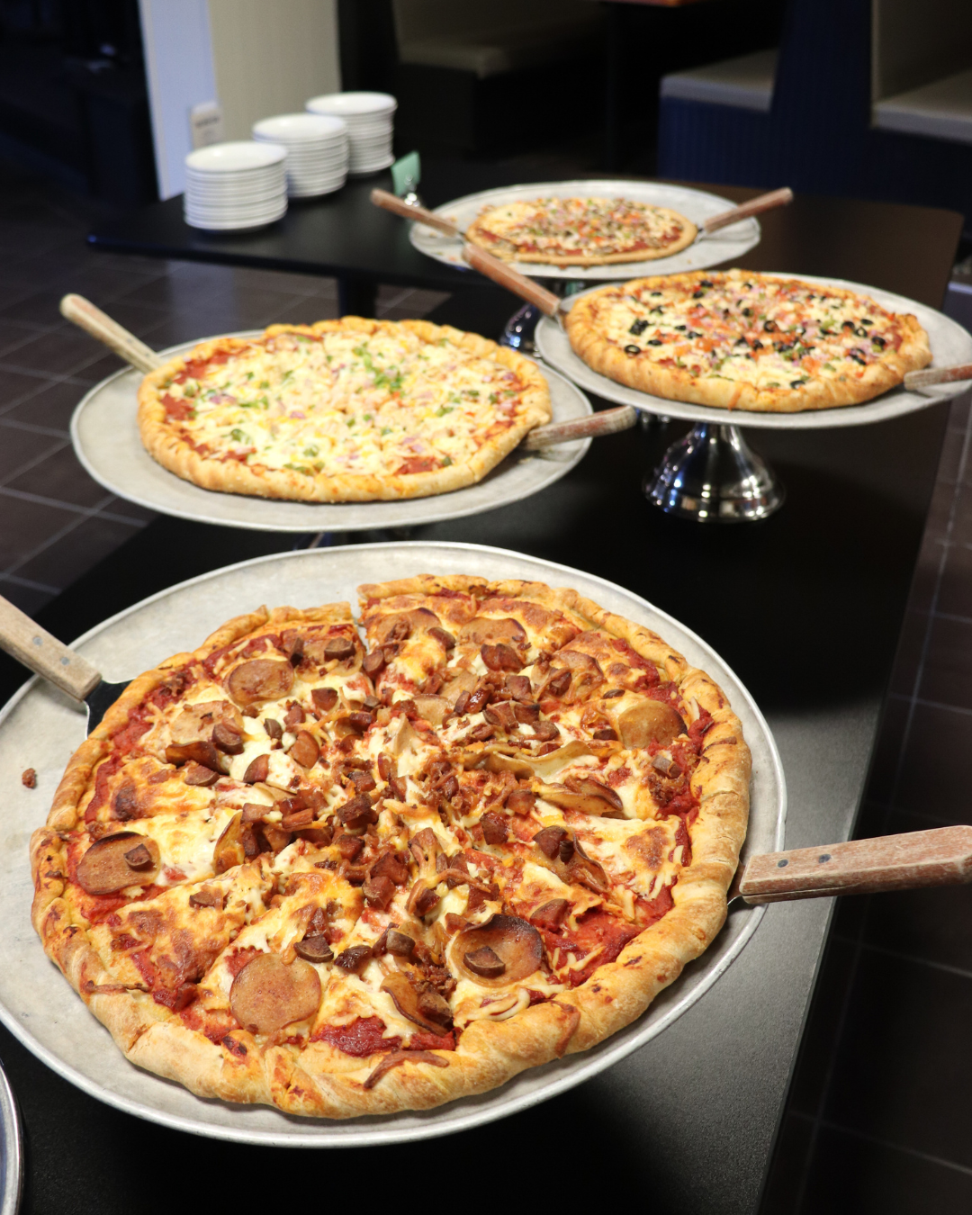 Pizza at an event at the Grad Club