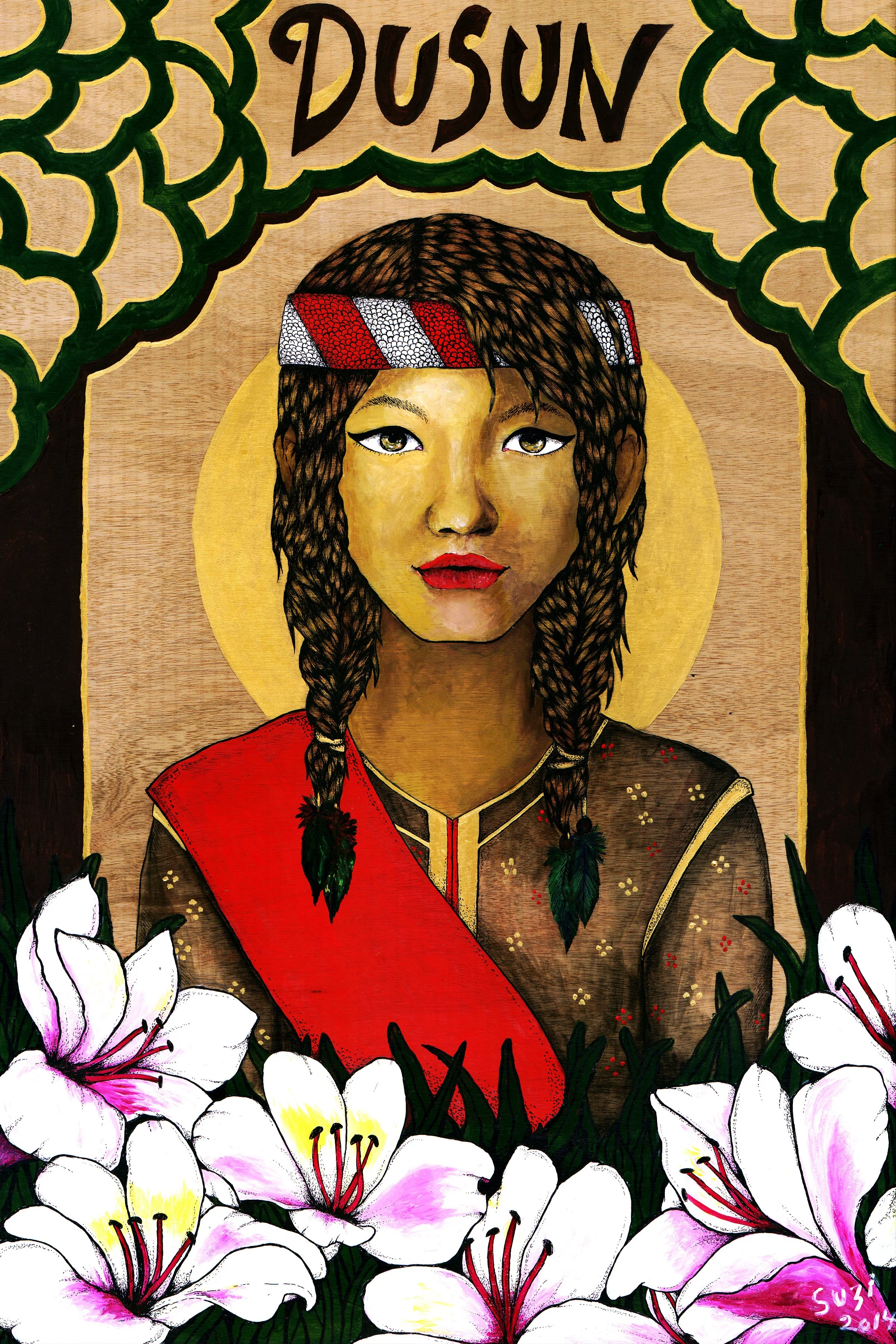 Dusun. Acrylic and Pen on Plywood. 600mm x 900mm.