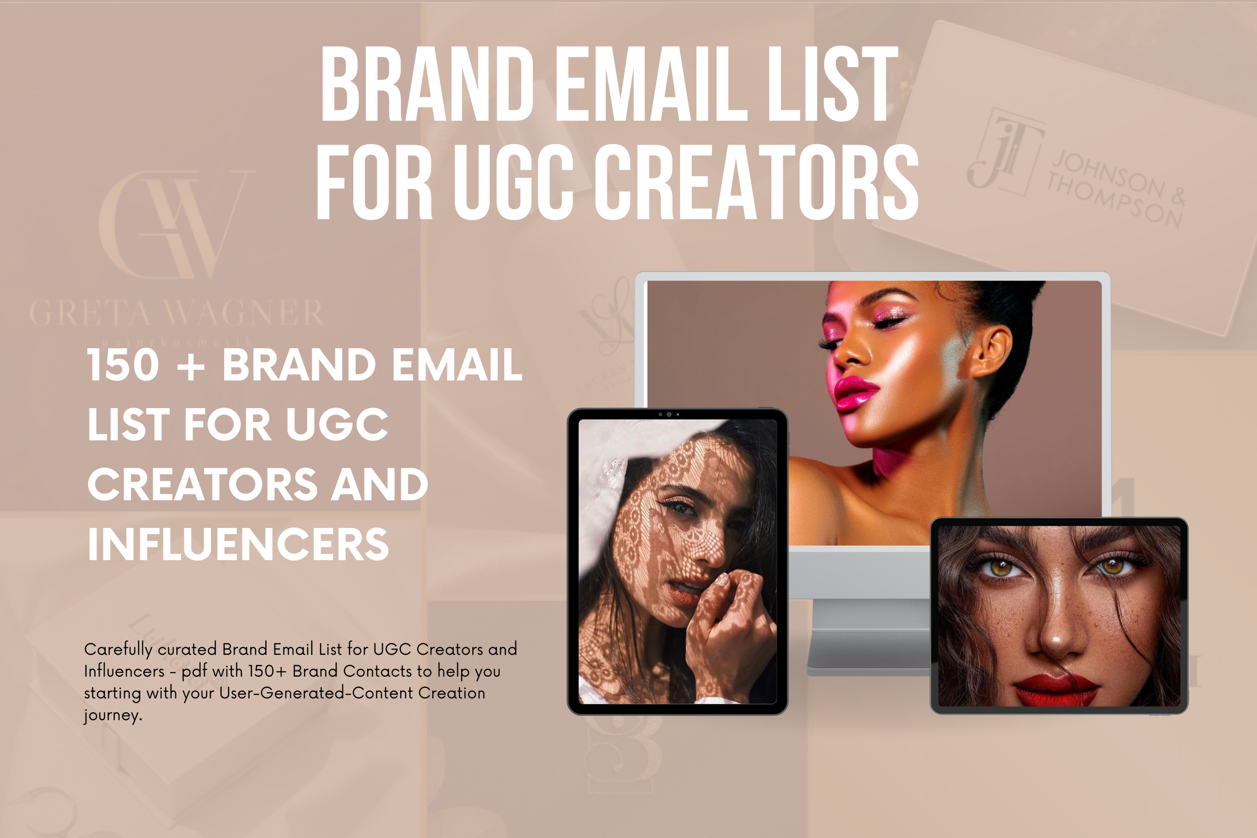 Brand Email List for UGC Creators and Influencers - pdf with 150+ Brand Contacts, UGC Brands List, PR Contacts for Influencer Collaborations
