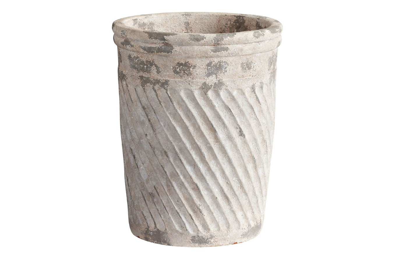  Hand-painted, fluted, distressed terra cotta planter 