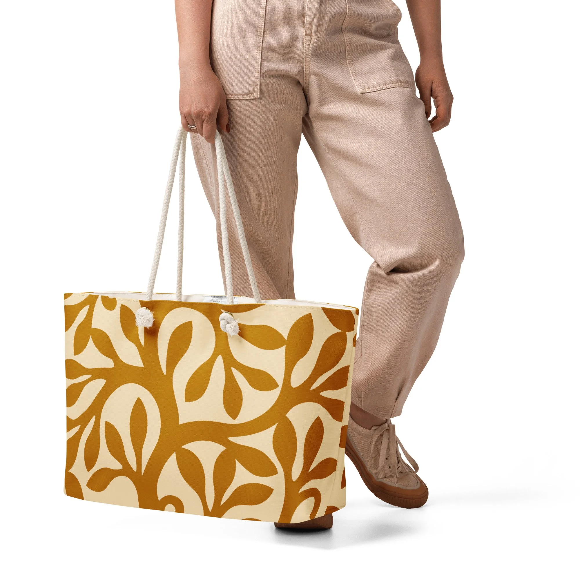 Oversized weekender bag "Tree of life" tan