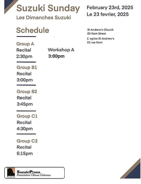 Suzuki Sunday February 23rd, 2025- 2:30pm Start