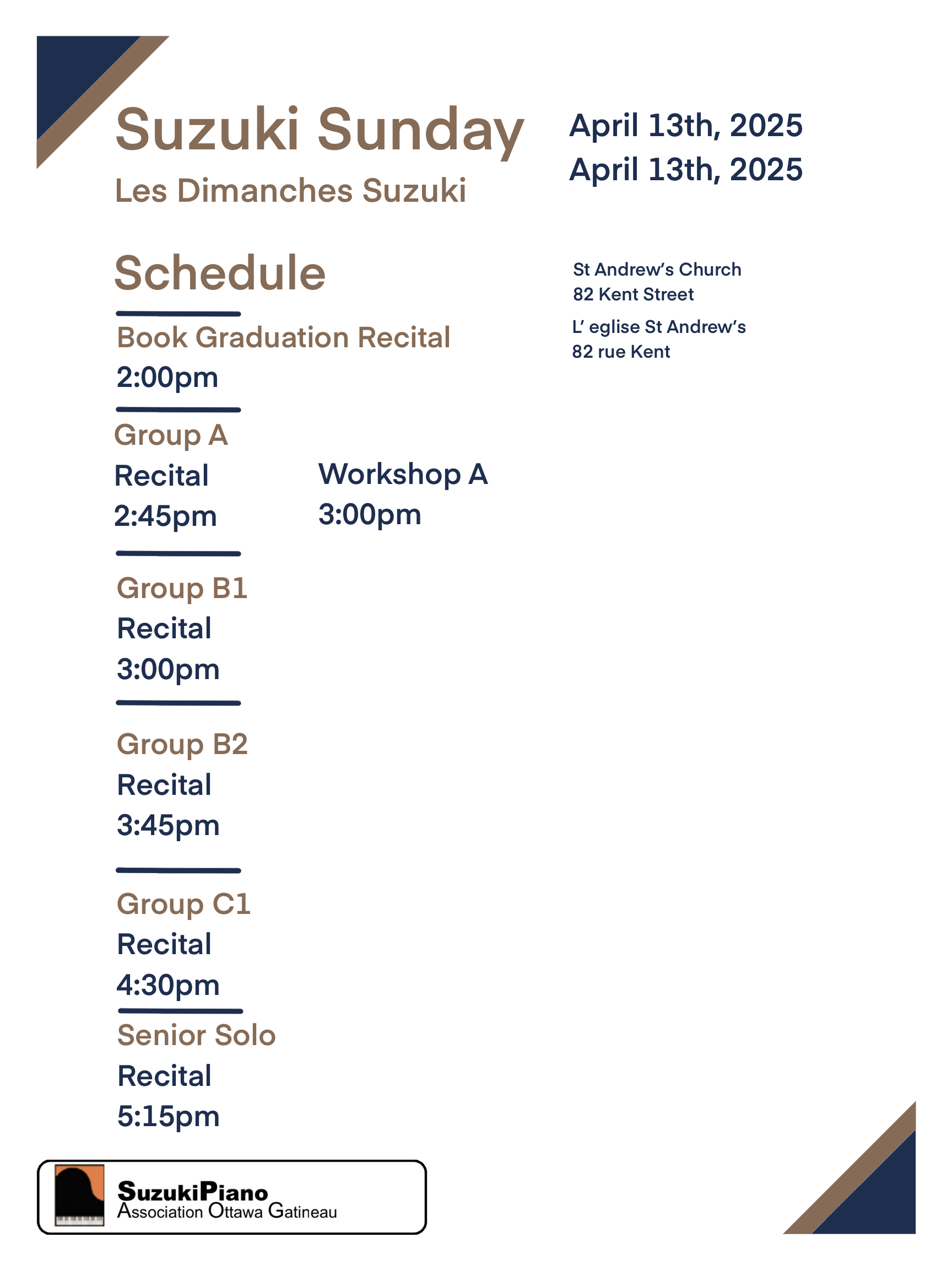 Suzuki Sunday April 13th, 2025- 2:00PM START