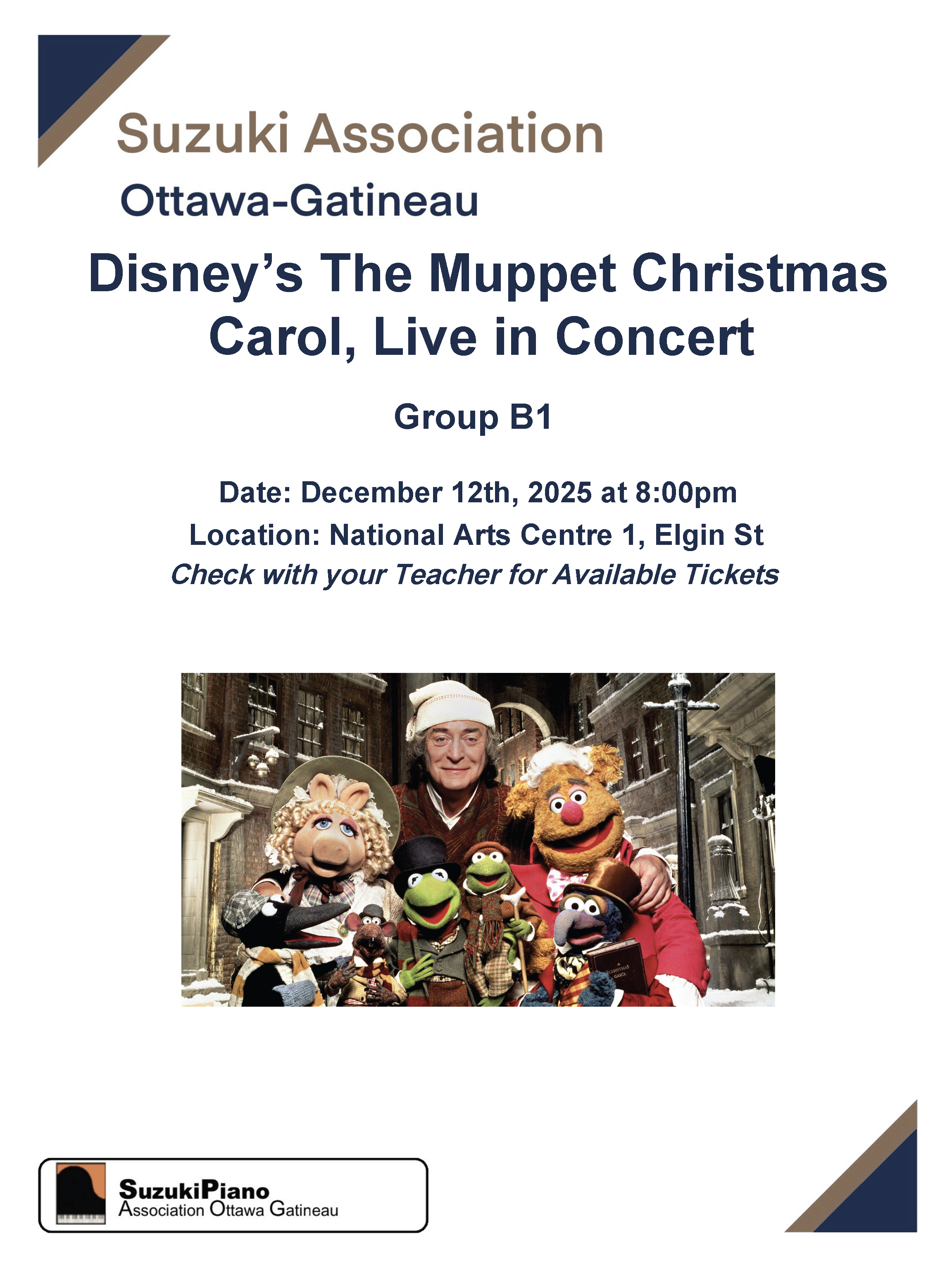 Group B1- Christmas with the Muppets, December 12th at 8:00PM