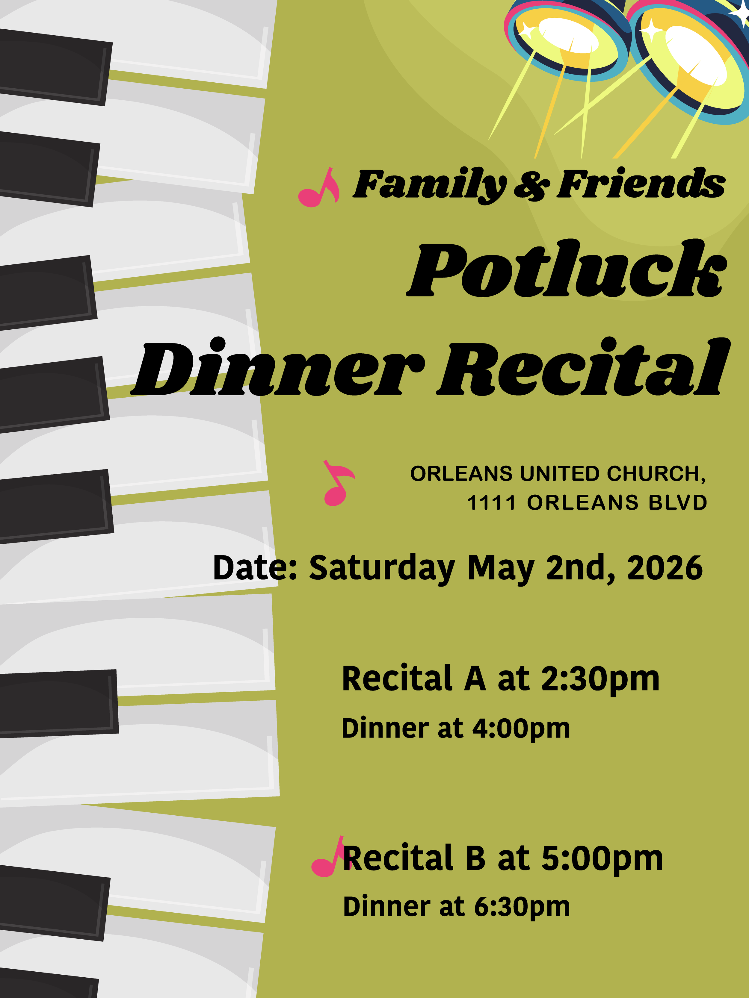 All Groups- Family and Friends Recital with Potluck Dinner- May 2nd, 2026