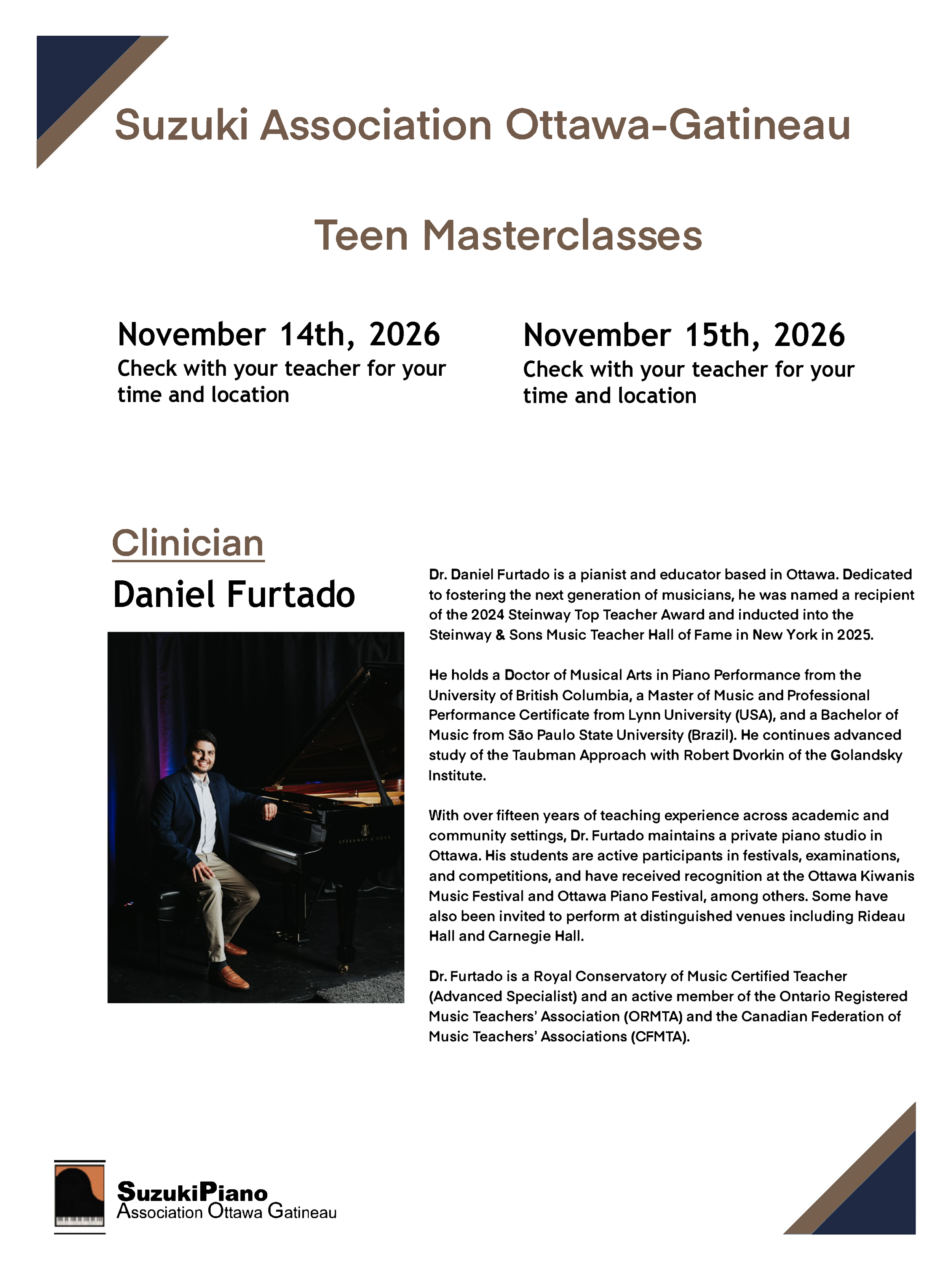 Group C Masterclass 2:00-7:00pm- Location TBD 