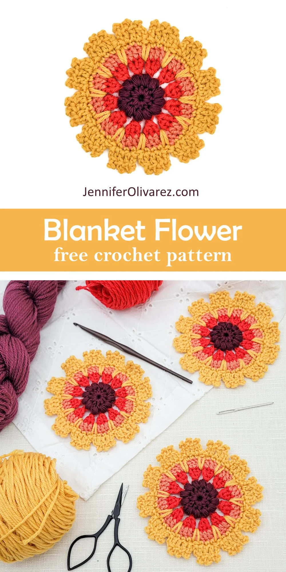 Crochet the Blanket Flower Applique with this free crochet pattern and video tutorial.