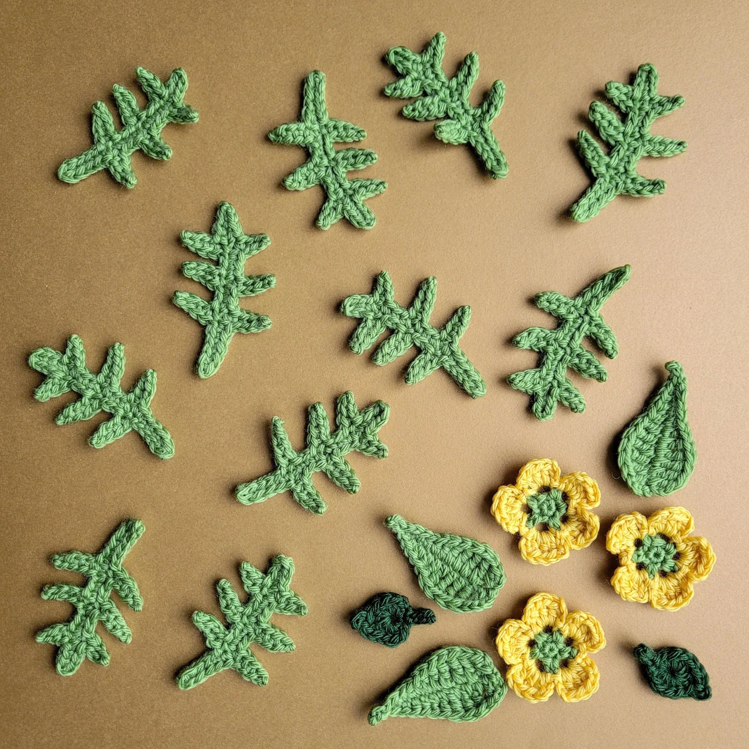 crochet tansy leaves