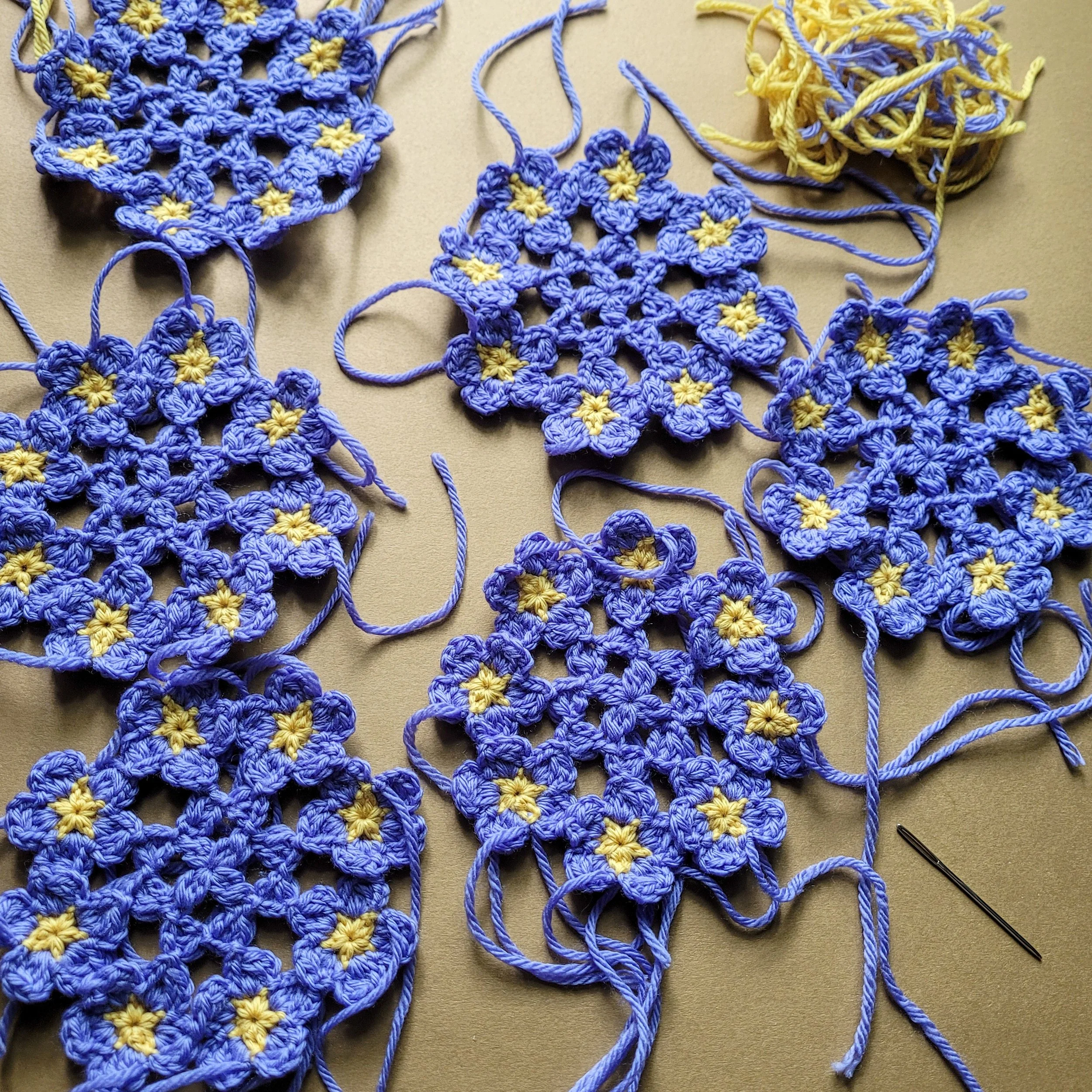crochet Prairie Flax clusters