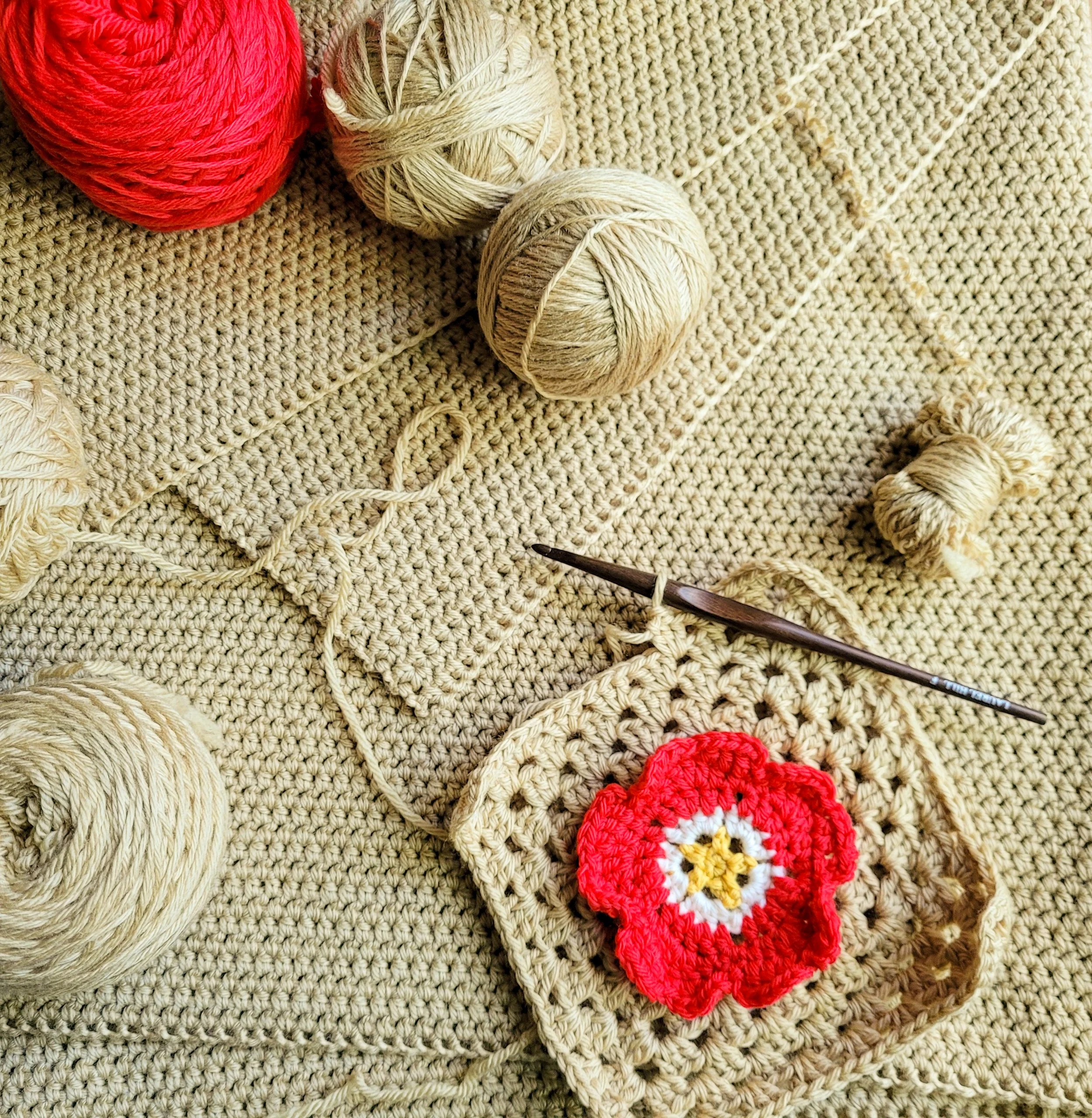 crochet Globemallow Granny Square