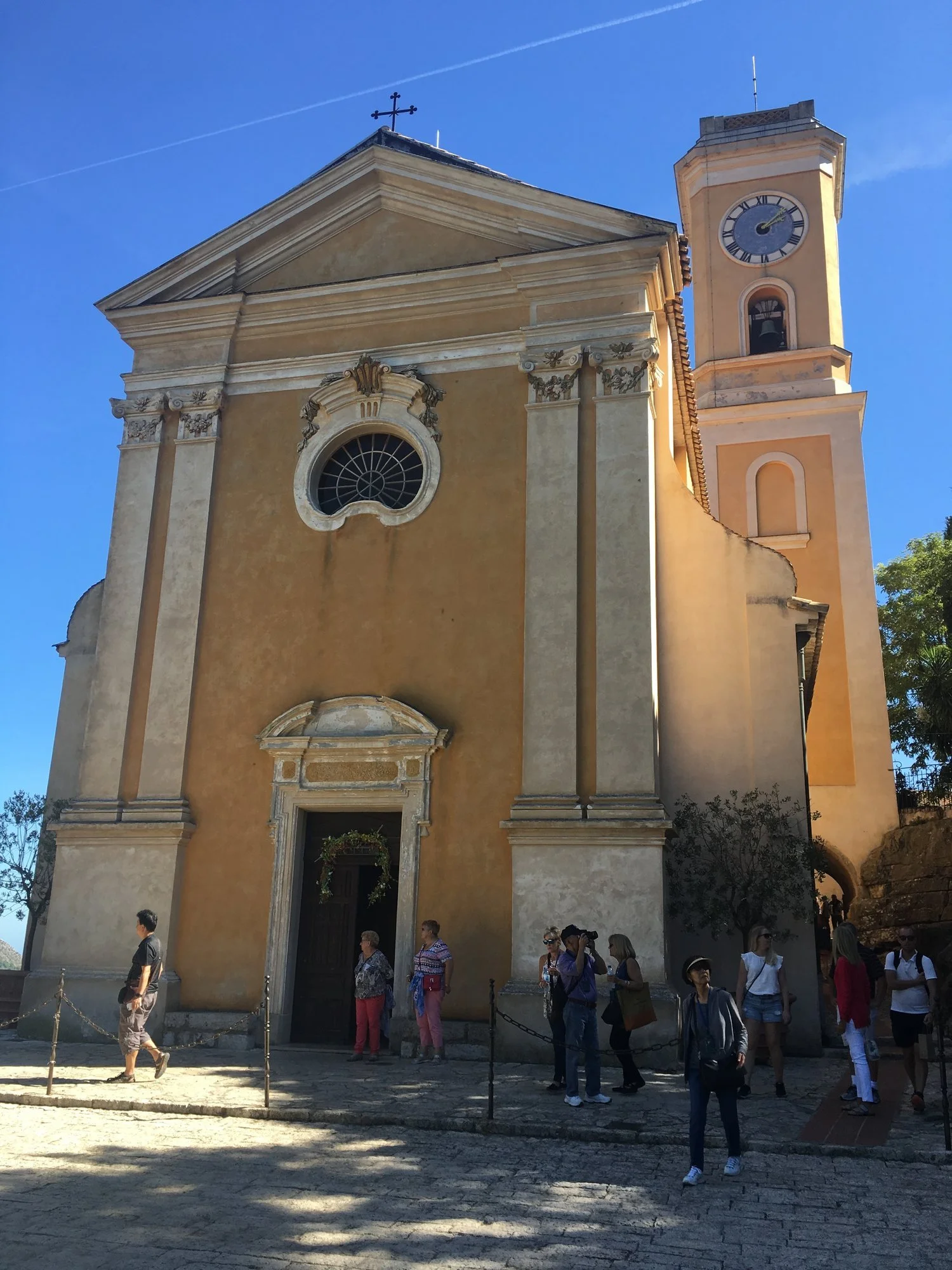  Eze Church. Made of stucco over stone and adorned in marble. &nbsp;Who got to haul the materials to the top of this hill? 