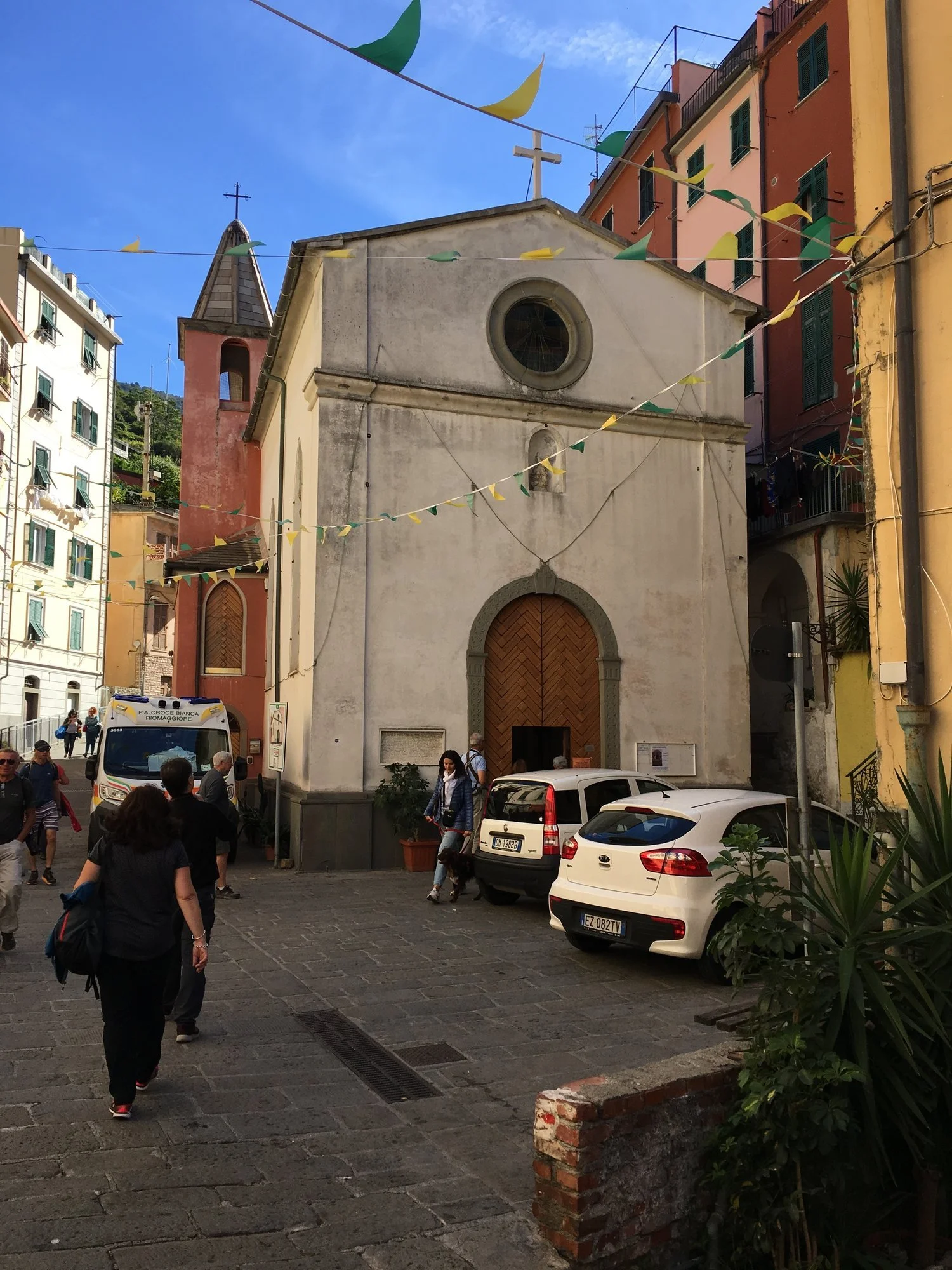  Church in Riomaggiore is near the top of the village. &nbsp;Interesting place to park the ambulance! 