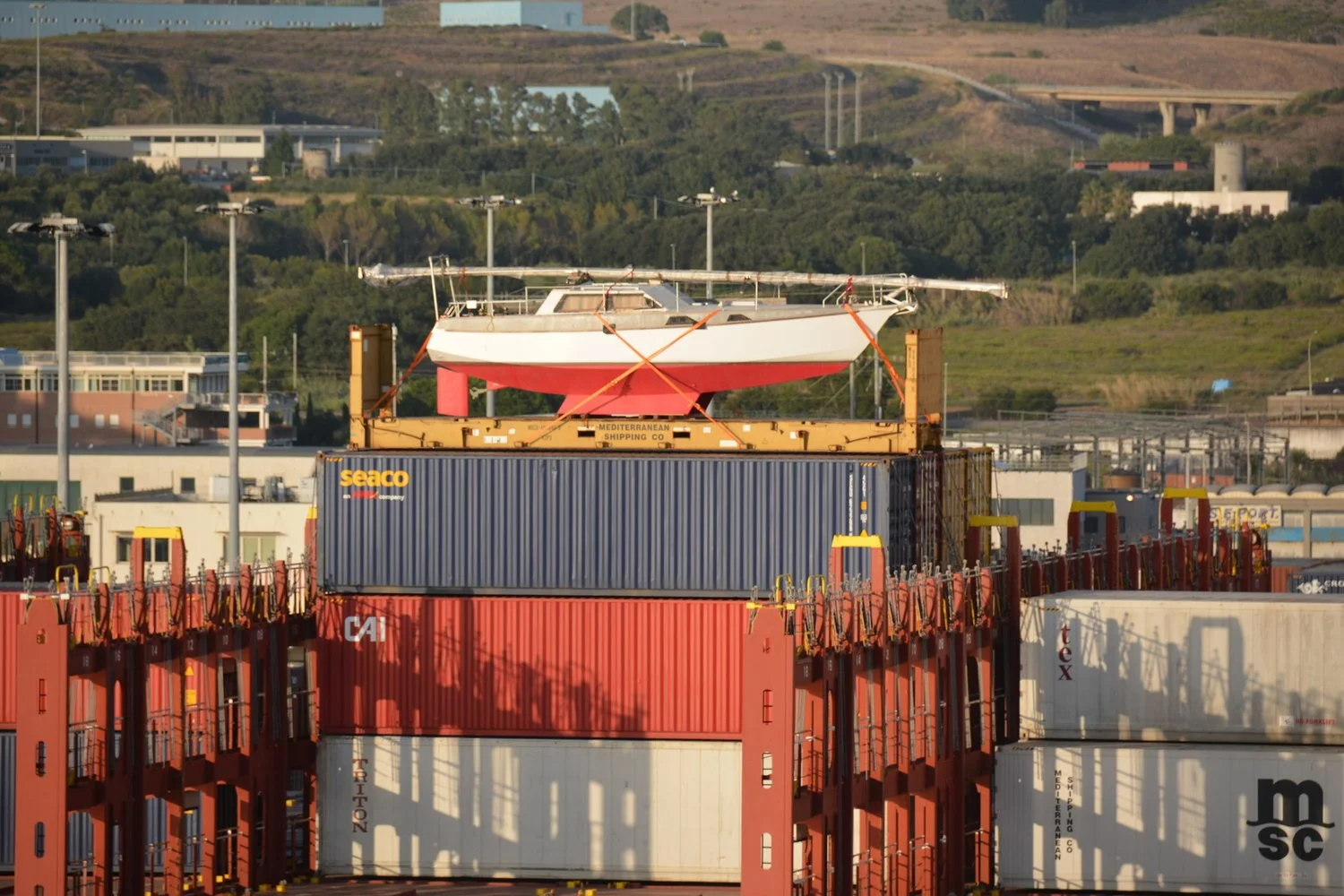  First time we have seen a boat being shippers on a container ship.&nbsp; 