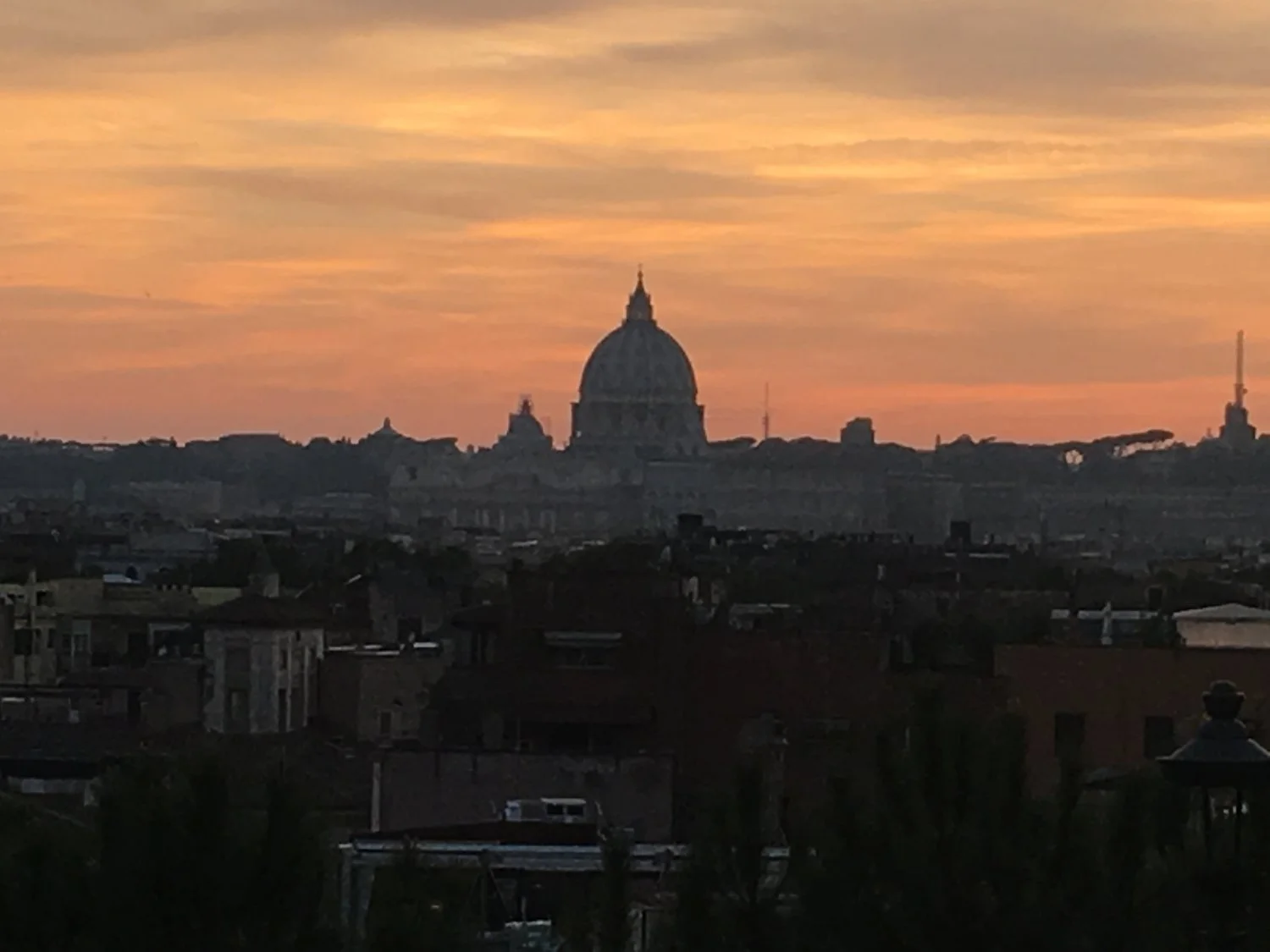 Last night in Rome. &nbsp;We watched the sunset from a park above the Spanish stairs. 