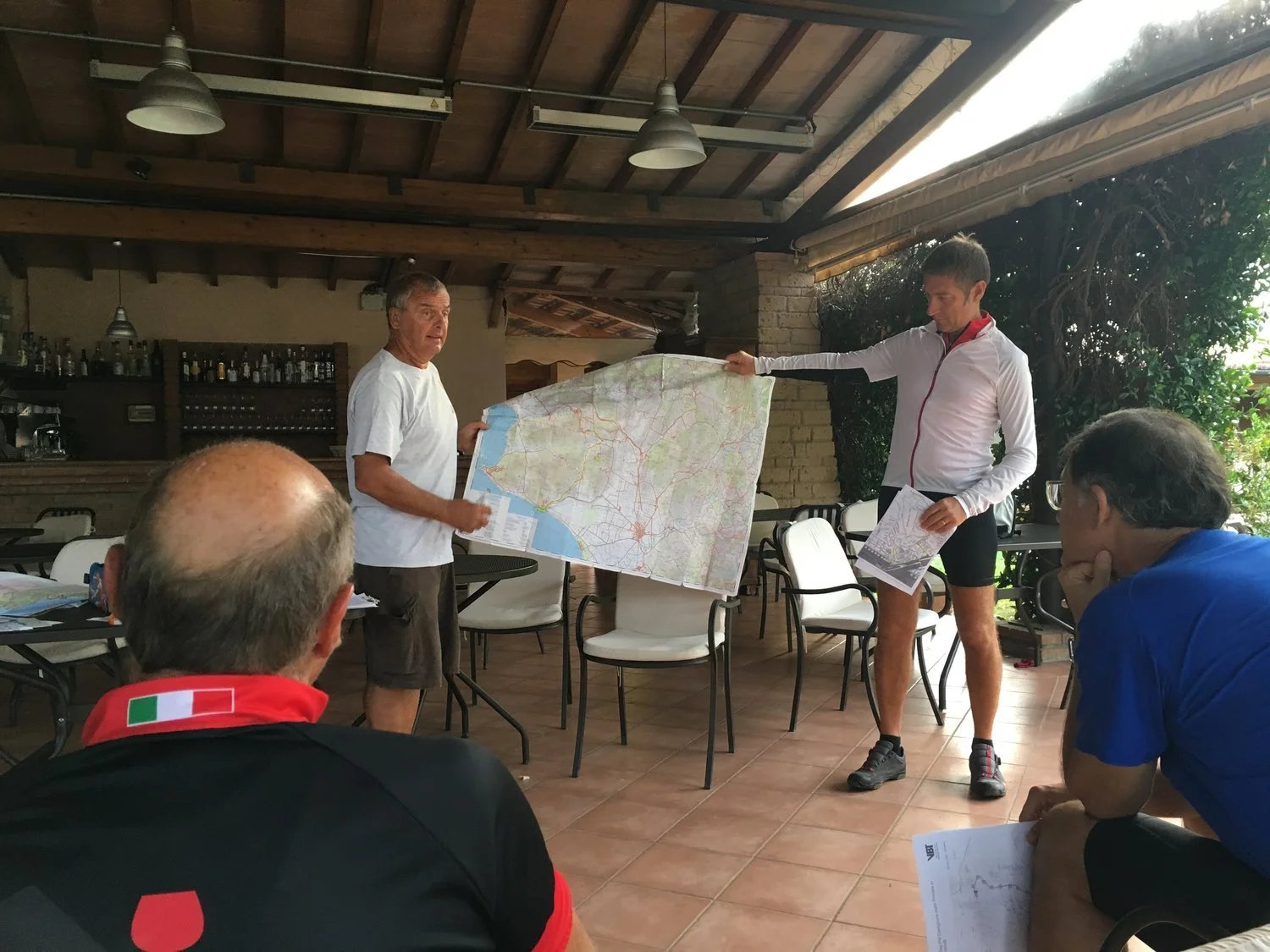  Each morning Franco, on the left, and Paulo, on the right, would tell us about the day, teach us a little Italian including hand motions and entertain us.&nbsp; 