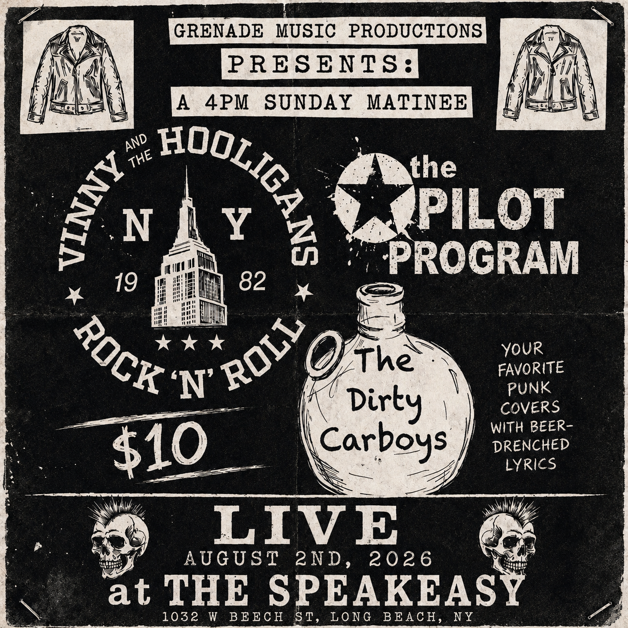 Vinny and The Hooligans show August 2nd in Long Beach NY Rock N Roll Punk
