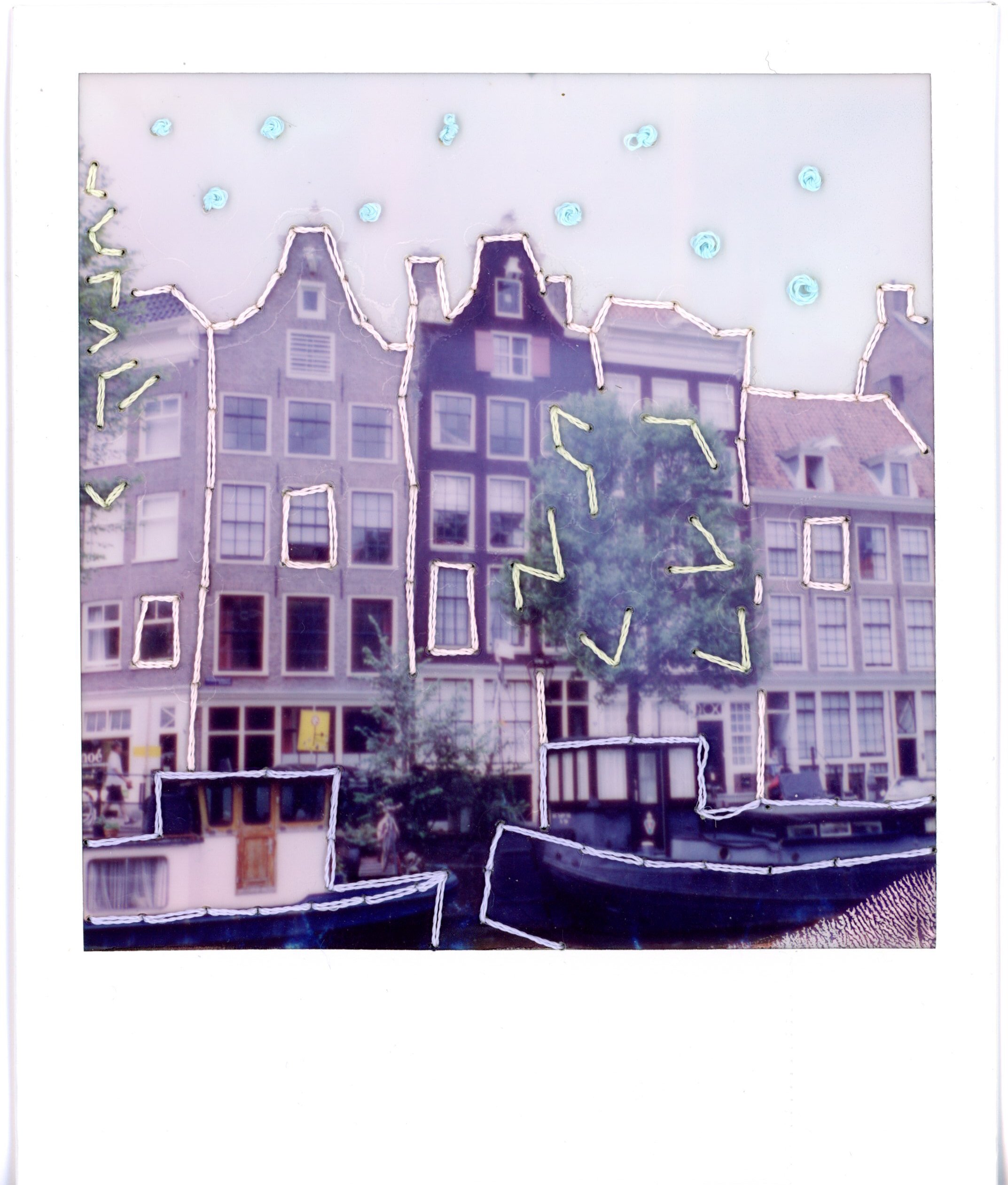 embroidered Polaroid SX 70 of Amsterdam