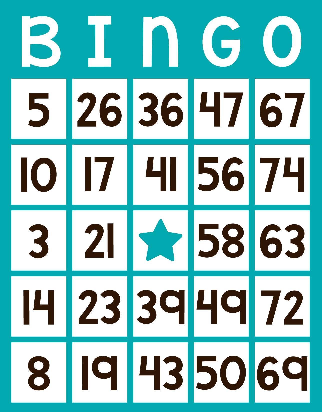 BINGO - $2 CARD