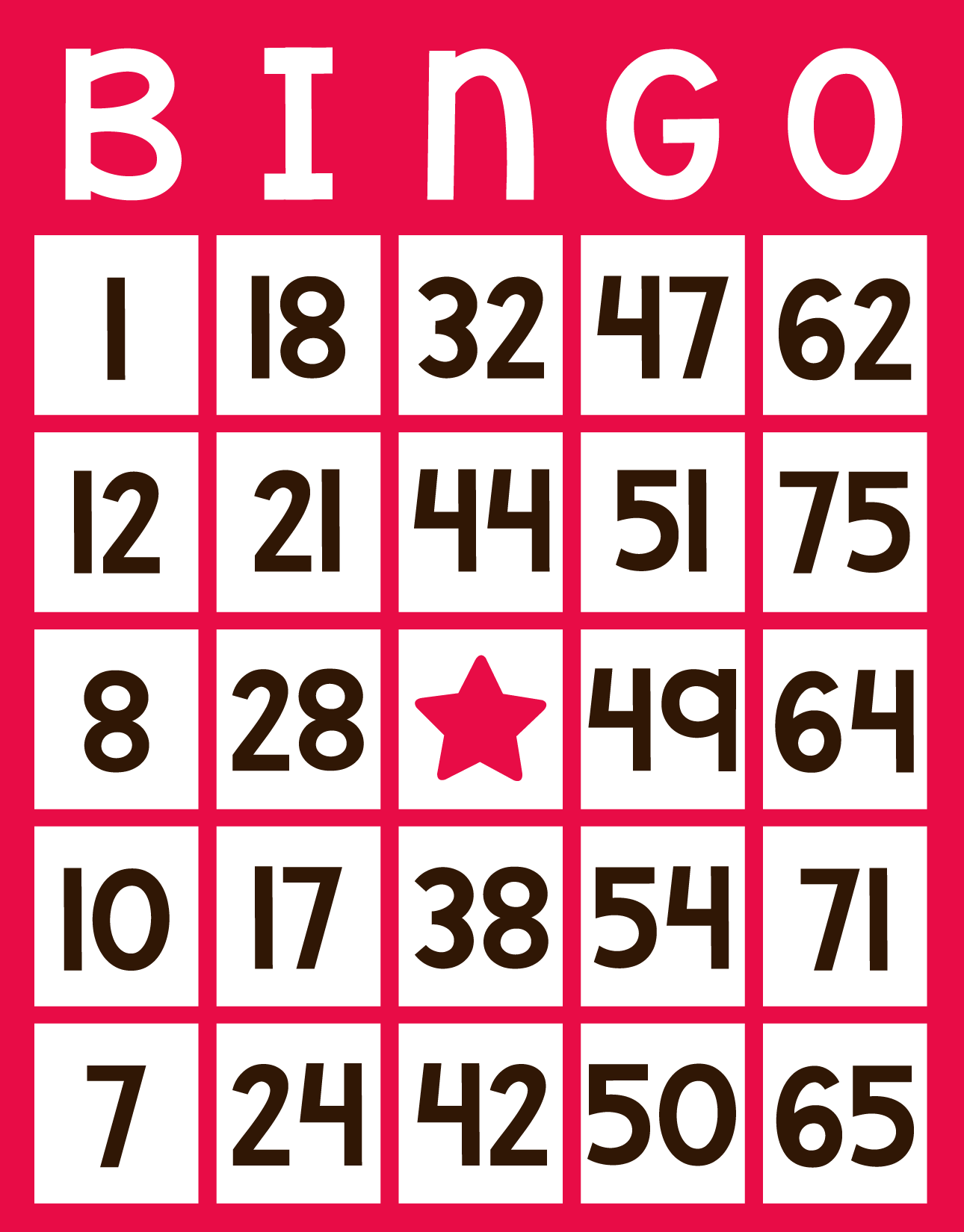 BINGO - $5 CARD
