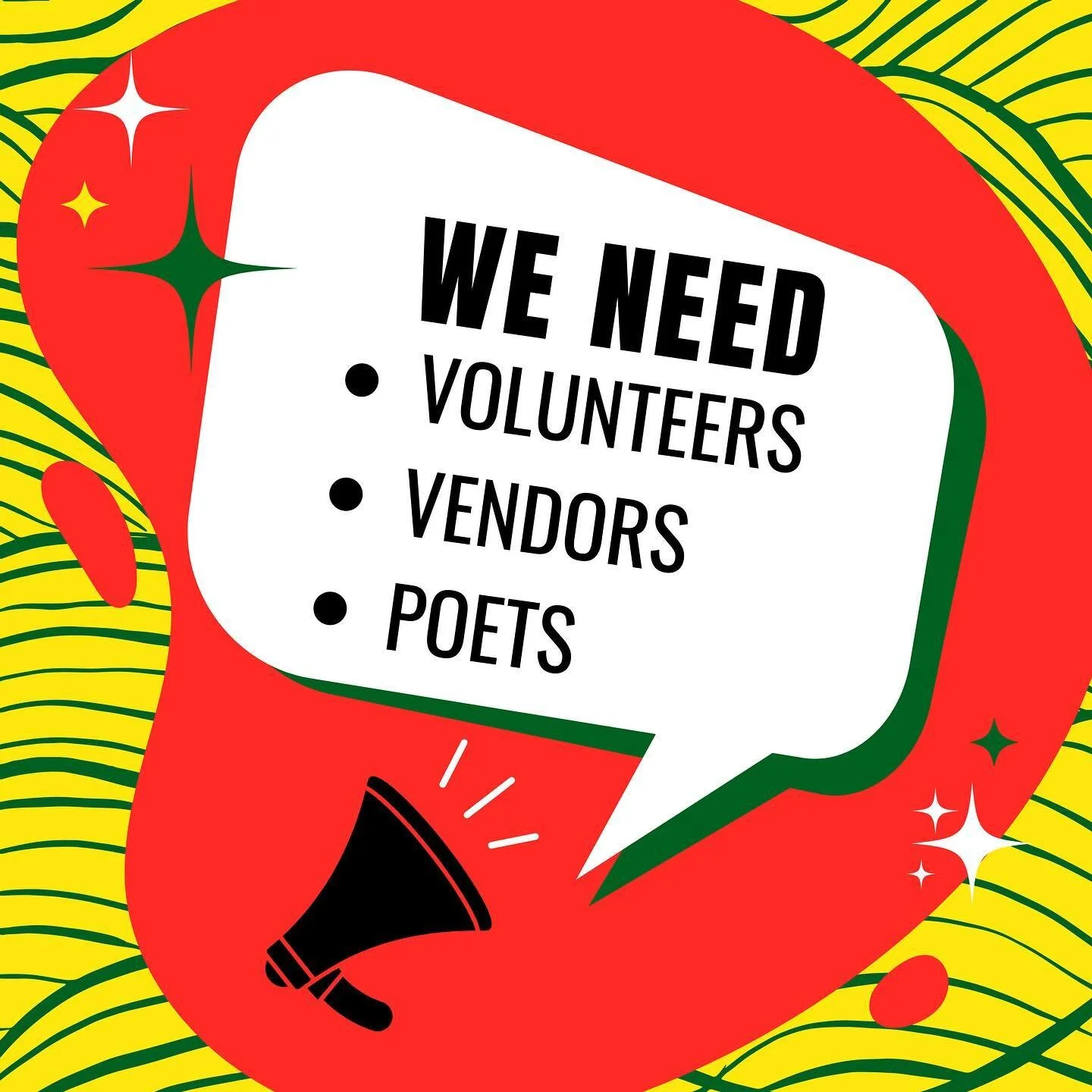 We are looking for people to take part in a few events we have coming up!

🔴If you are a black poet or a black vendor who would like to participate in our 2023 Juneteenth Weekend please DM us or email samirasangare@saratogablm.org. 

🔴We are lookin