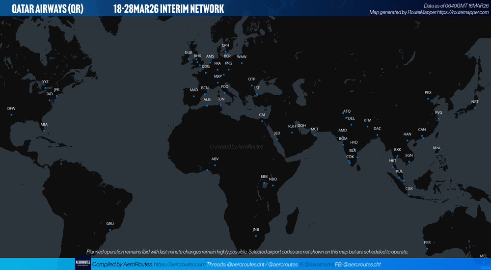 Qatar Airways 18-28MAR26 Interim Operations