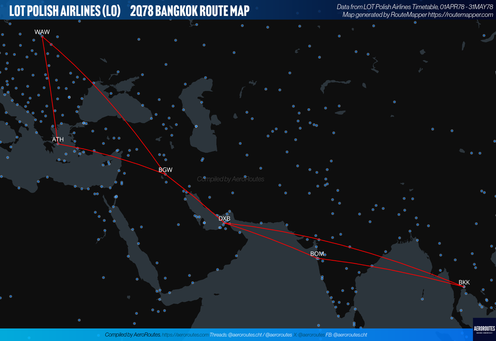 Flashback: LOT Polish Airlines 2Q78 Bangkok Schedule