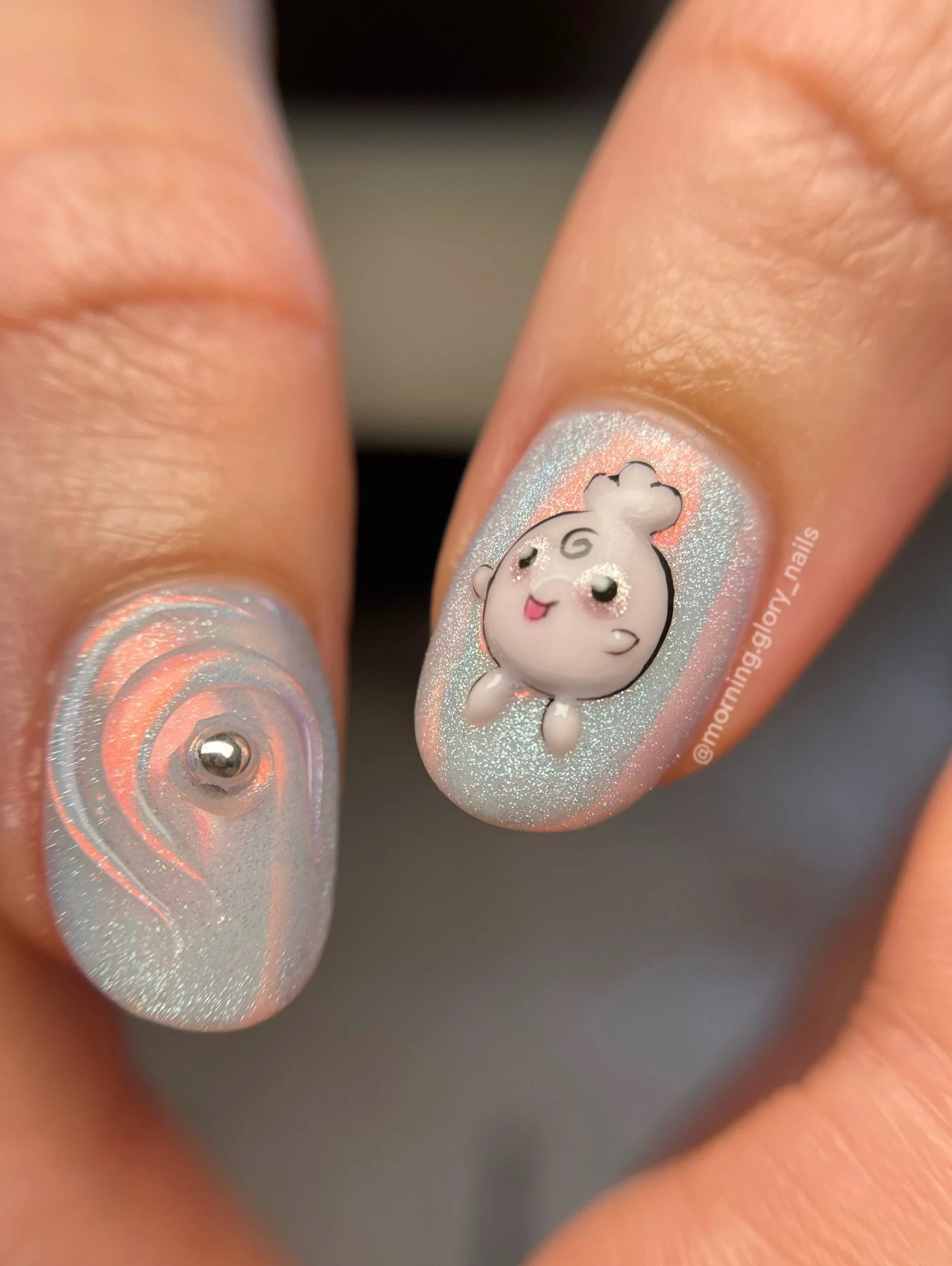 ☁️ Cat eye chrome and 3D Pok&eacute;mon ✨
💅🏼Medium Structured Mani
🎨Intermediate Nail Art
⏱️2hrs 30
&bull;
#wellingtonnz #wellingtonnailtech #wellingtonnailartist #lowerhutt #lowerhuttnailsalon