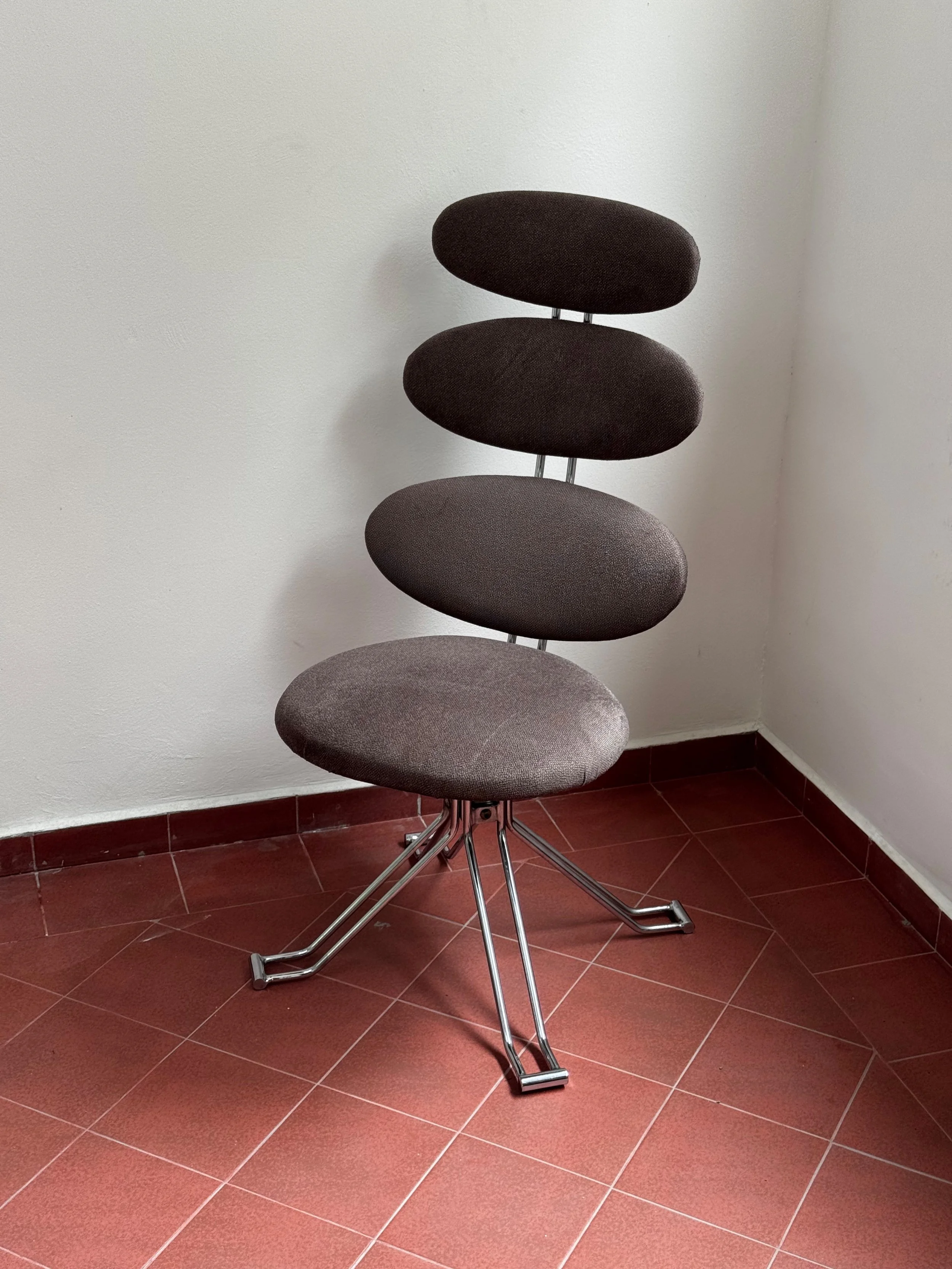 Vintage Poul Volther Style Chrome Swivel Chair