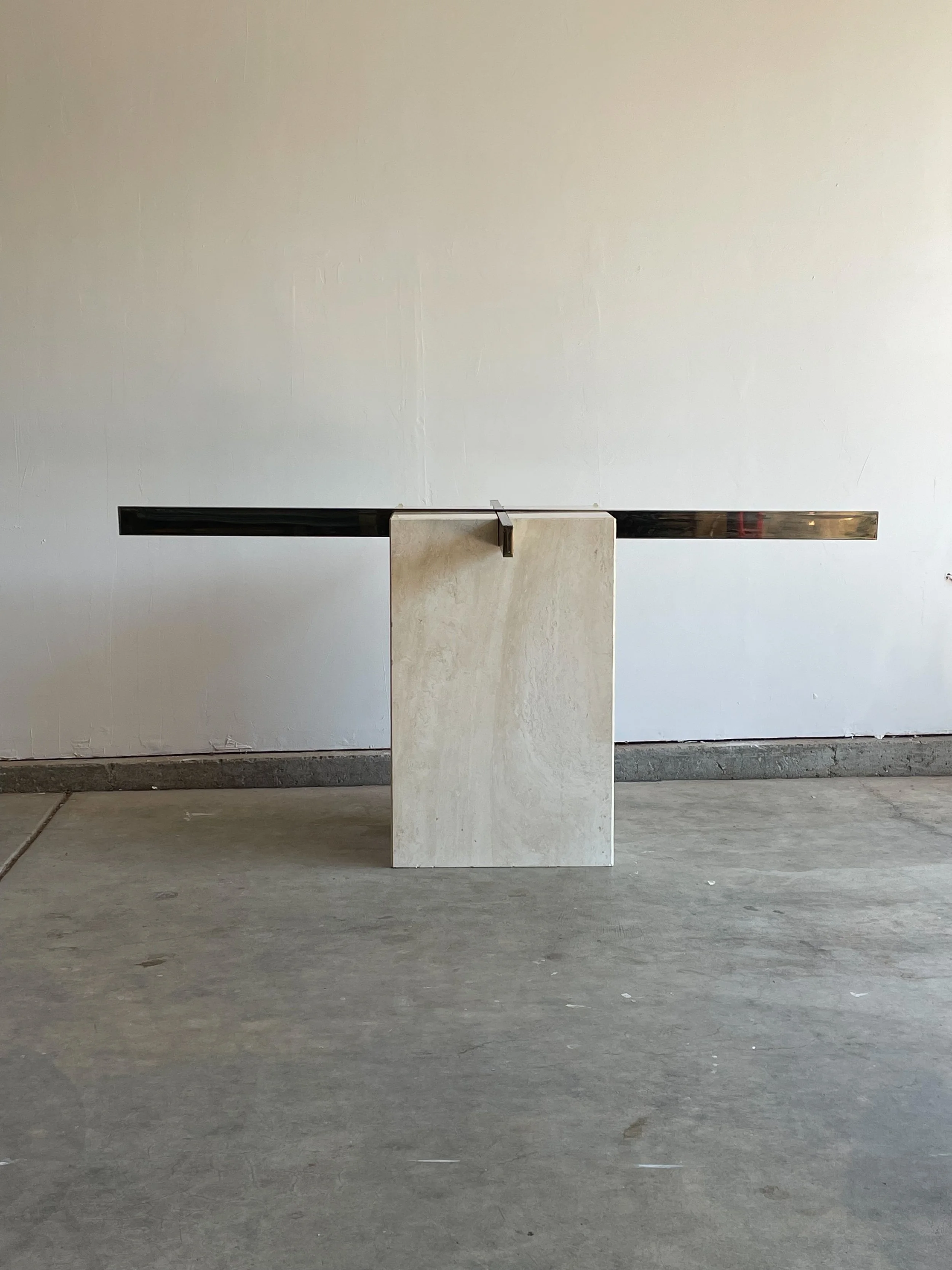 Vintage 70s Artedi Travertine Brass Dining Table (base only)