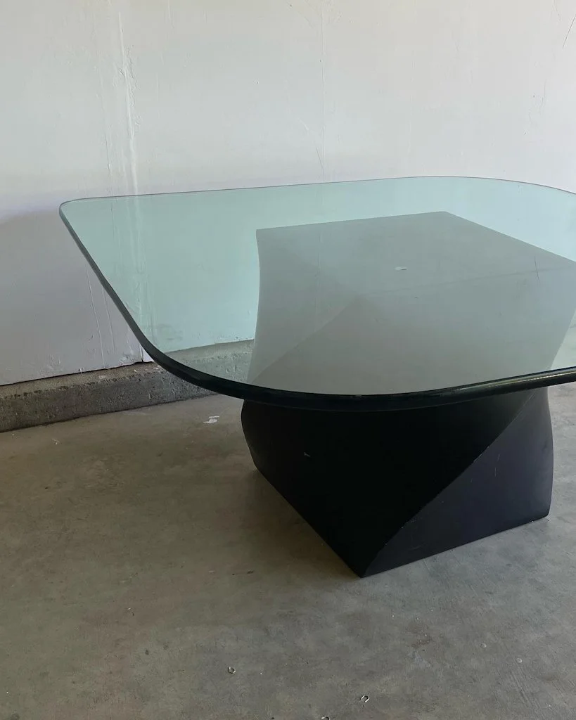 Vintage Post Modern Black Cube Coffee Table