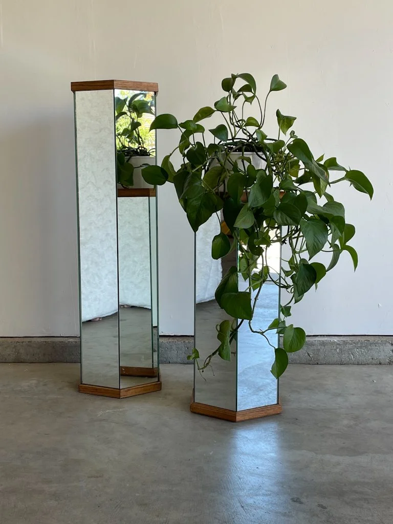 Vintage Hexagon Mirrored Klessik Pedestals (set of 2)