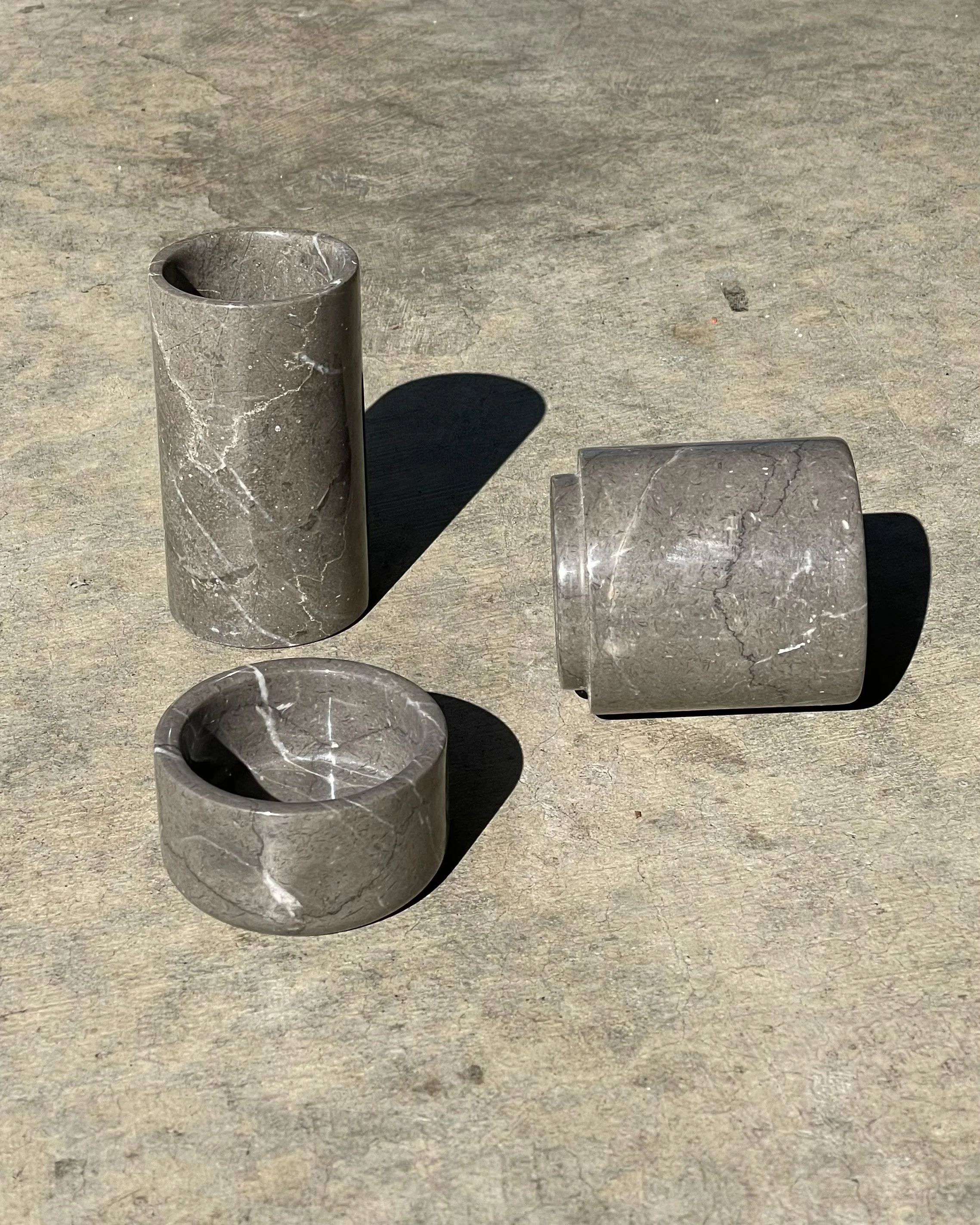 Vintage Charcoal Gray Marble Canisters (set of 2)