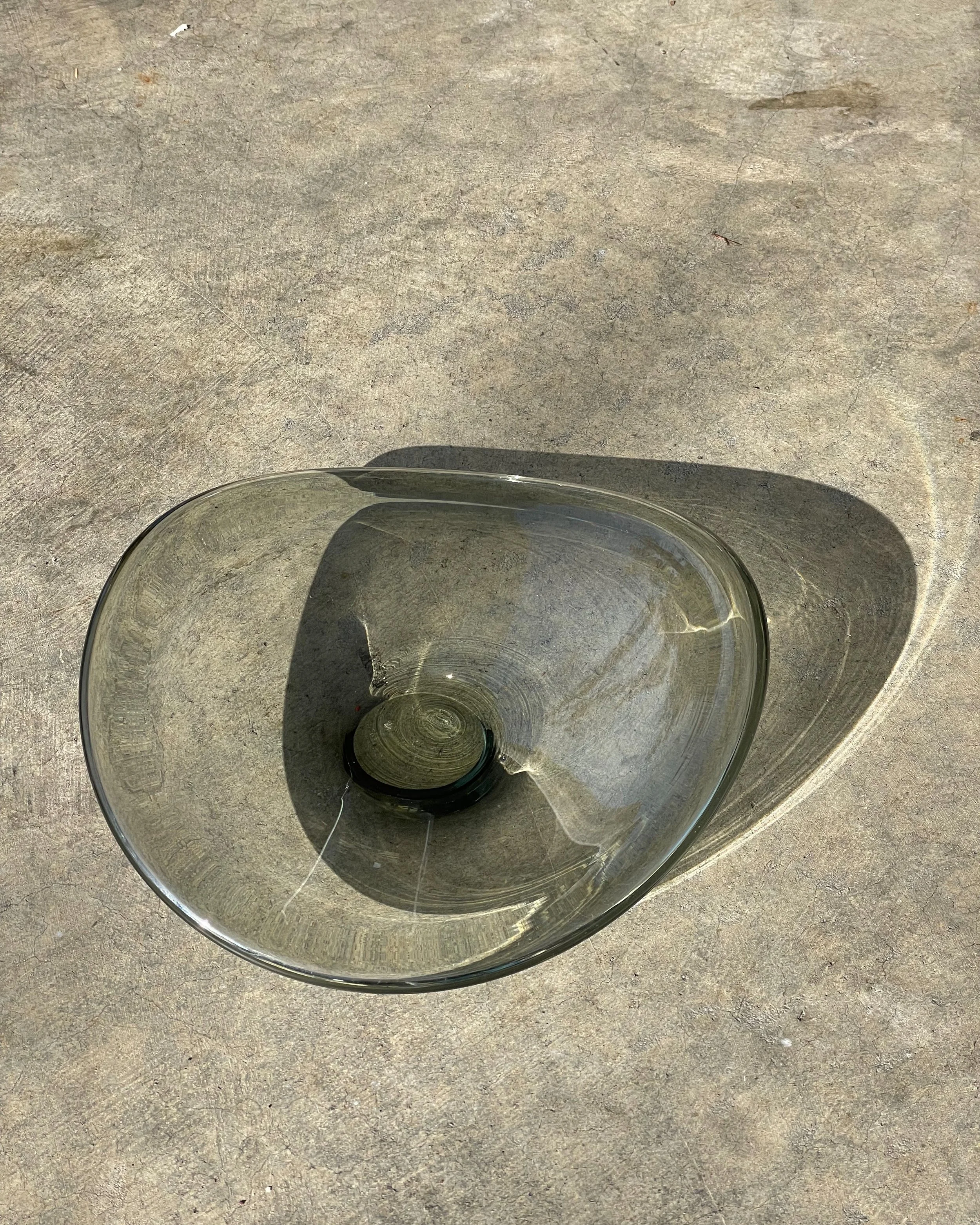 Vintage Smoked Black Glass Curved Bowl by Holmegaard of Denmark