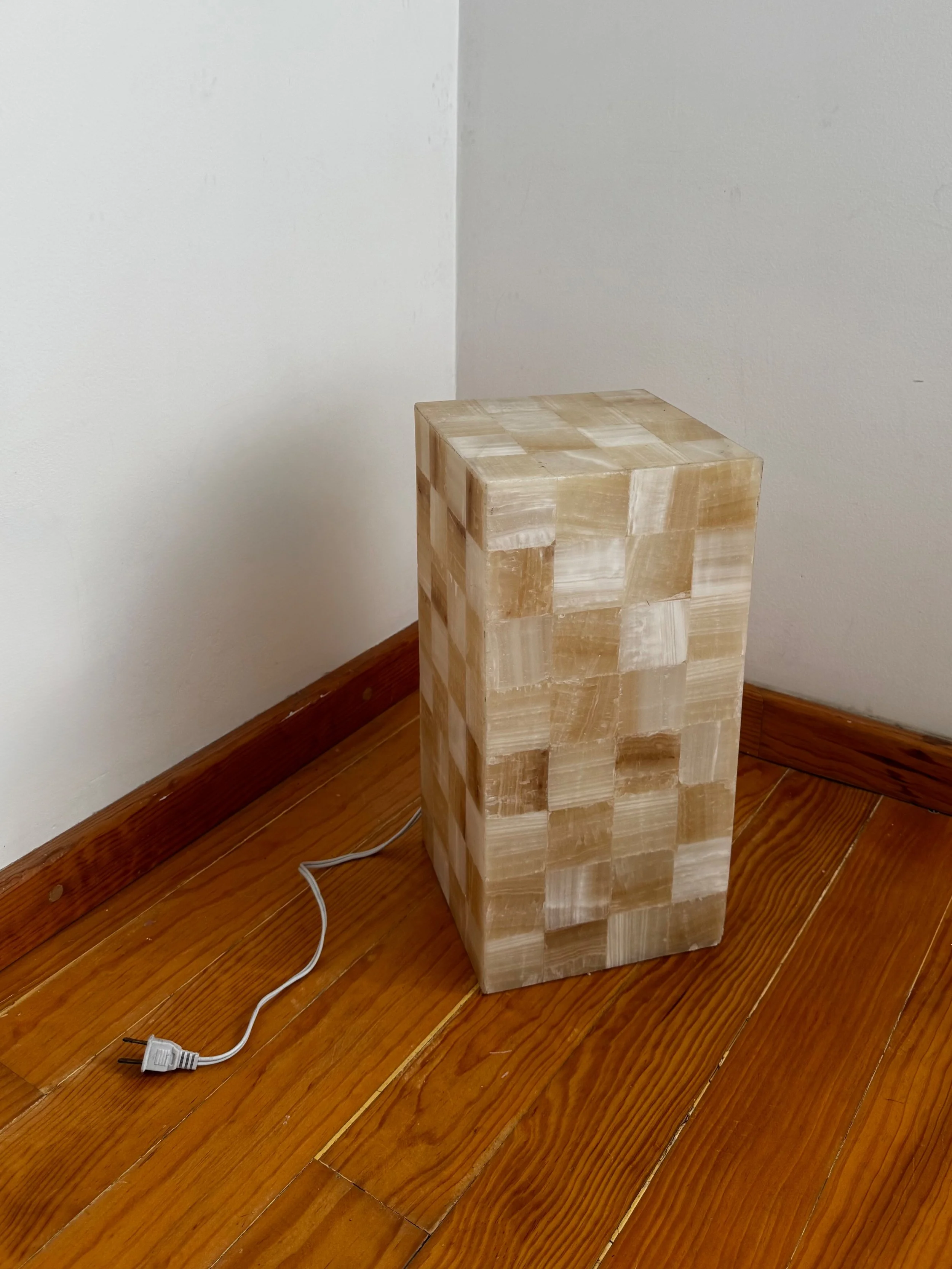 Custom Onyx Lamp and Side Table