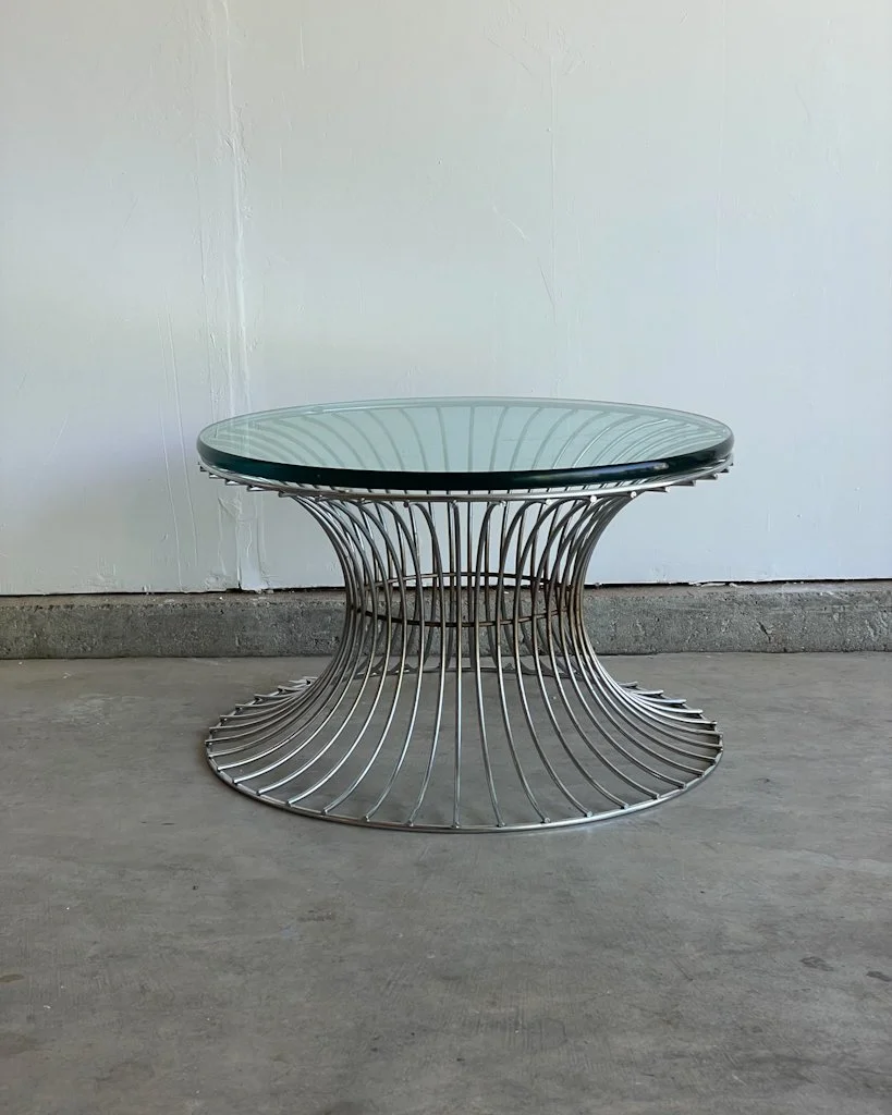 Vintage Mid Century Warren Platner Style Chrome Coffee Table