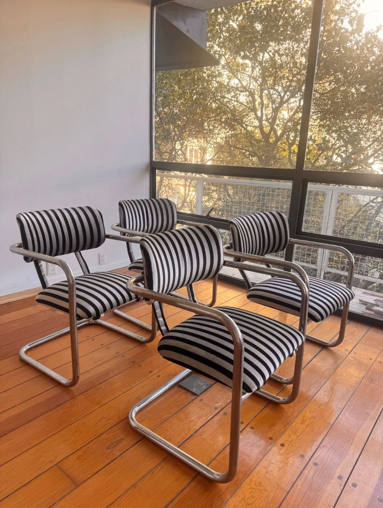 Vintage Bauhaus Style Chrome Dining Chairs..JPG