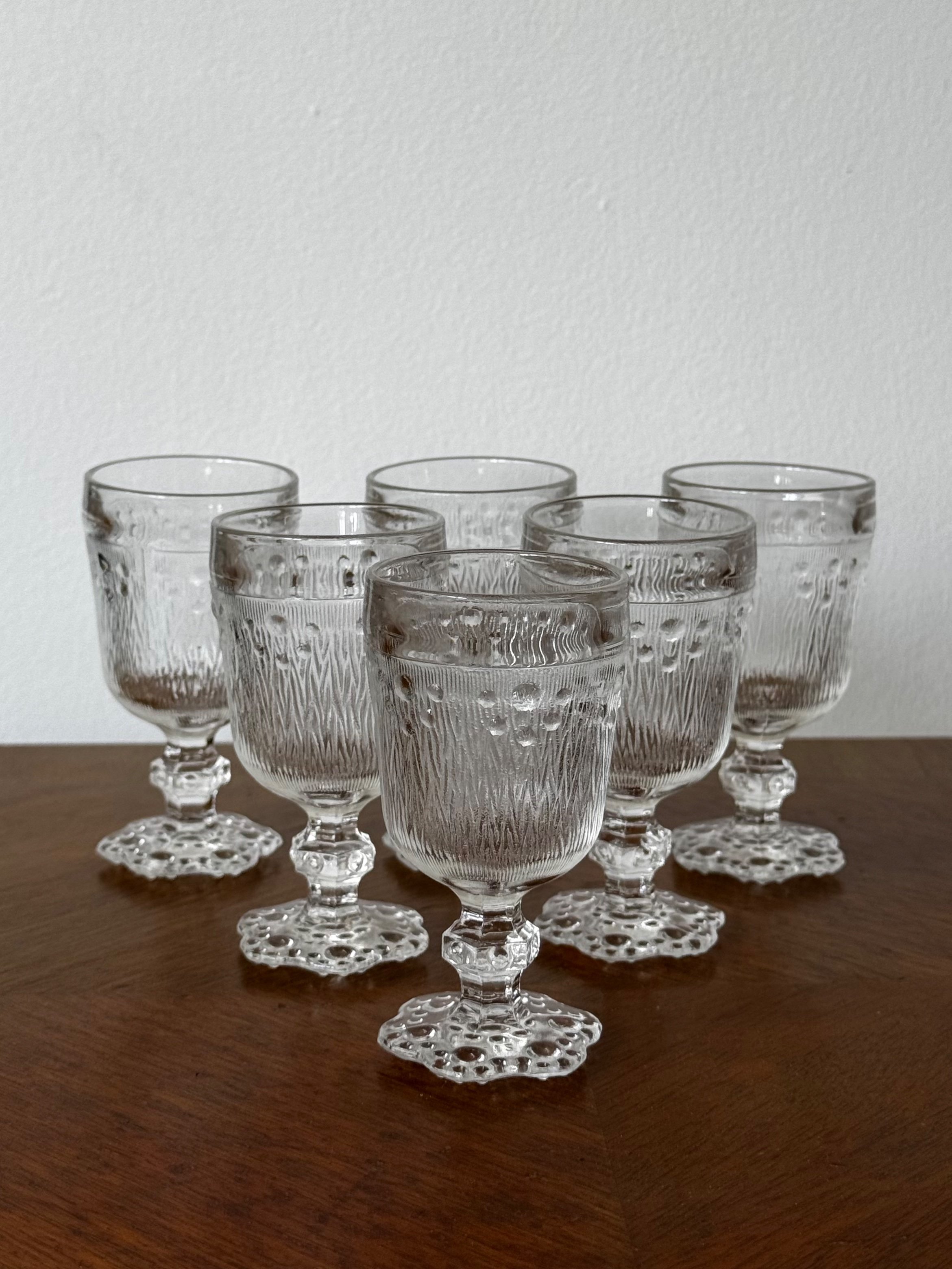 Vintage Hobnail Cordial Glasses..JPG