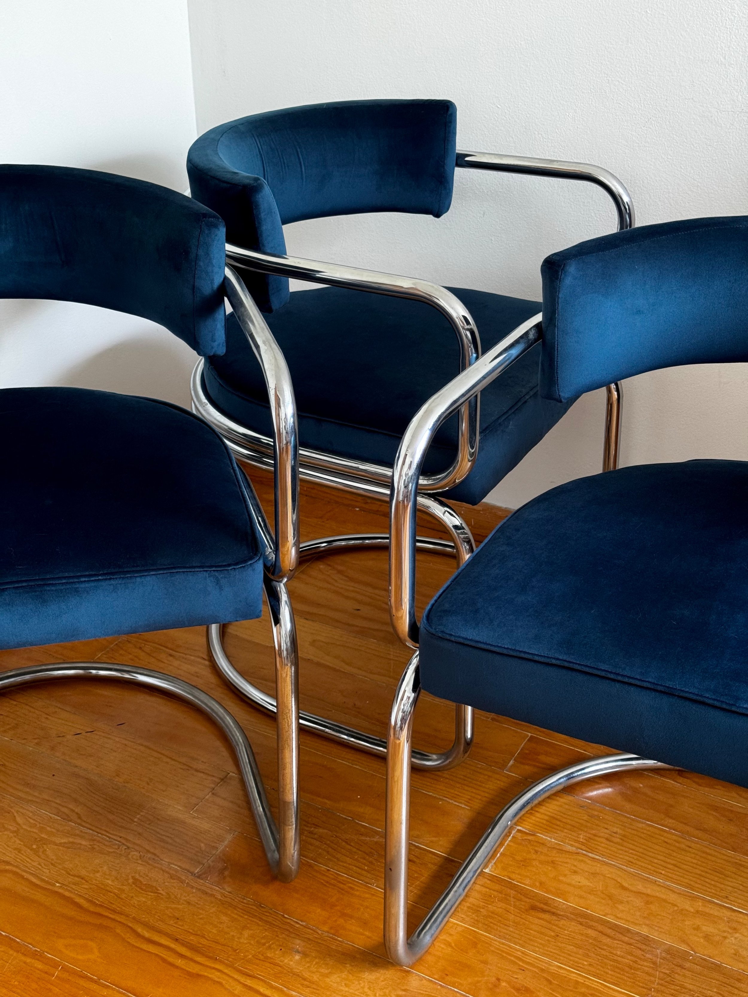 Vintage Chrome Cantilever Dining Chairs (set of 3)..JPG
