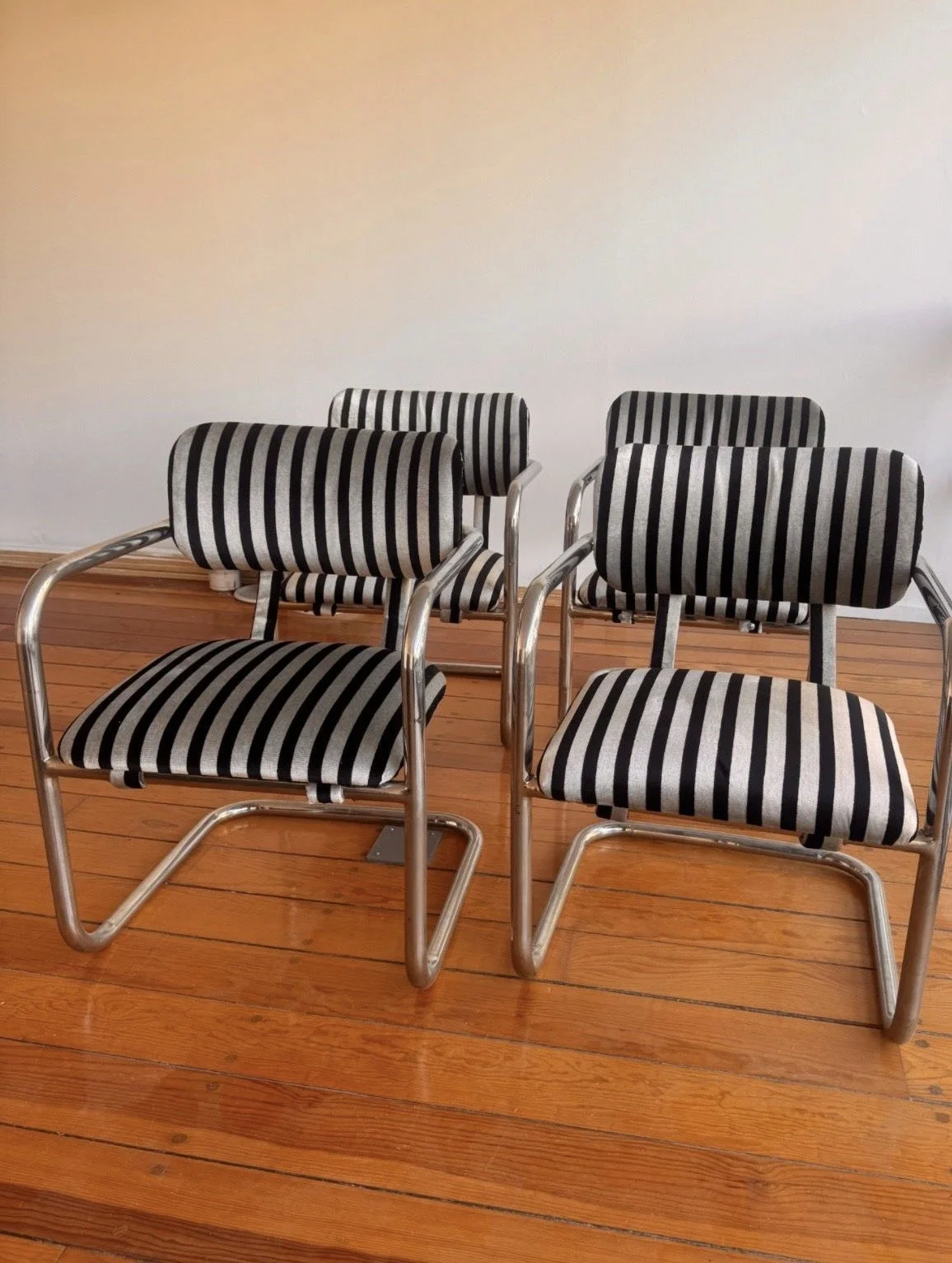 Vintage Bauhaus Style Chrome Dining Chairs