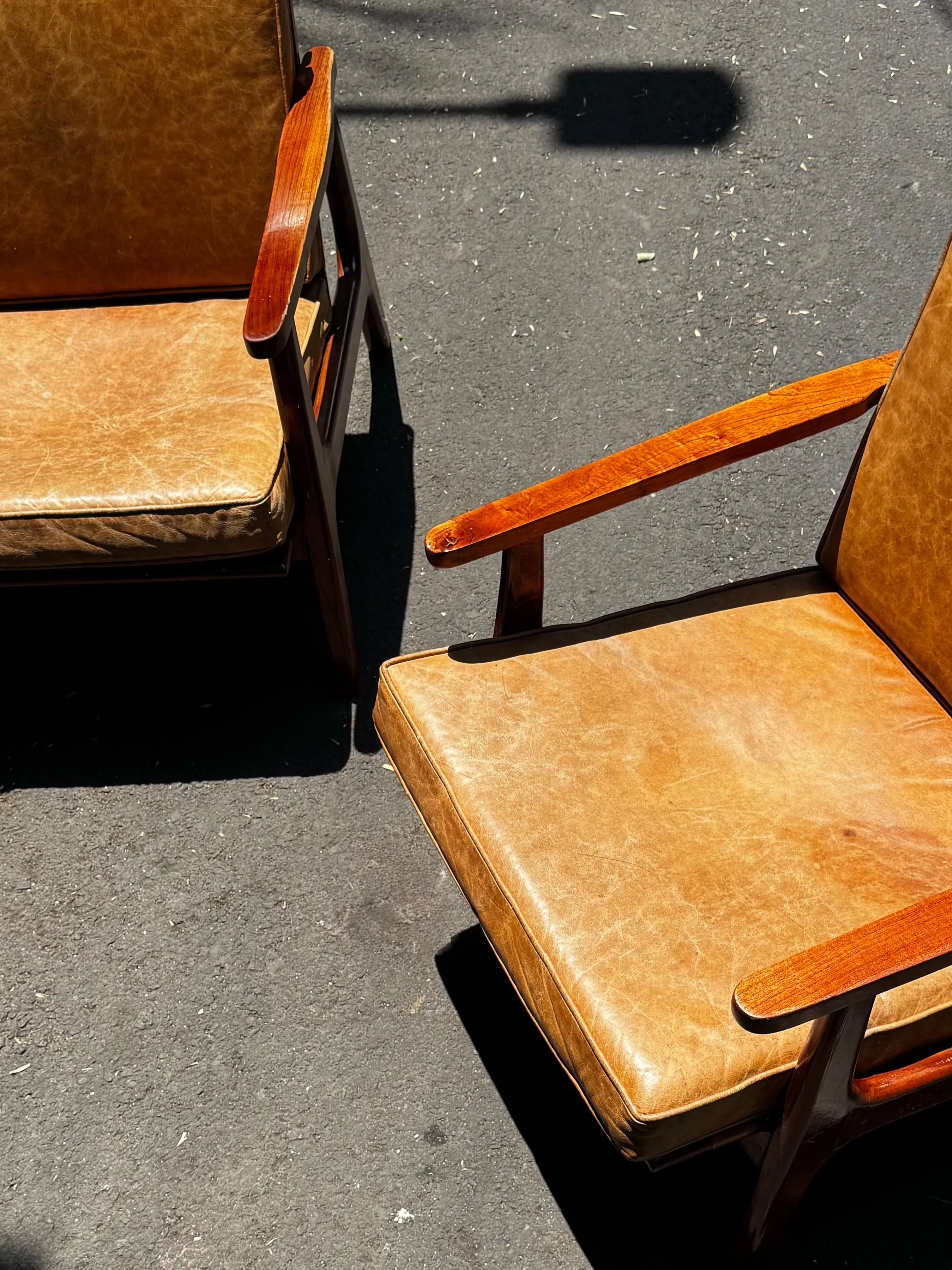 Vintage Eugenio Escudero Style Paddle Arm Lounge Chairs