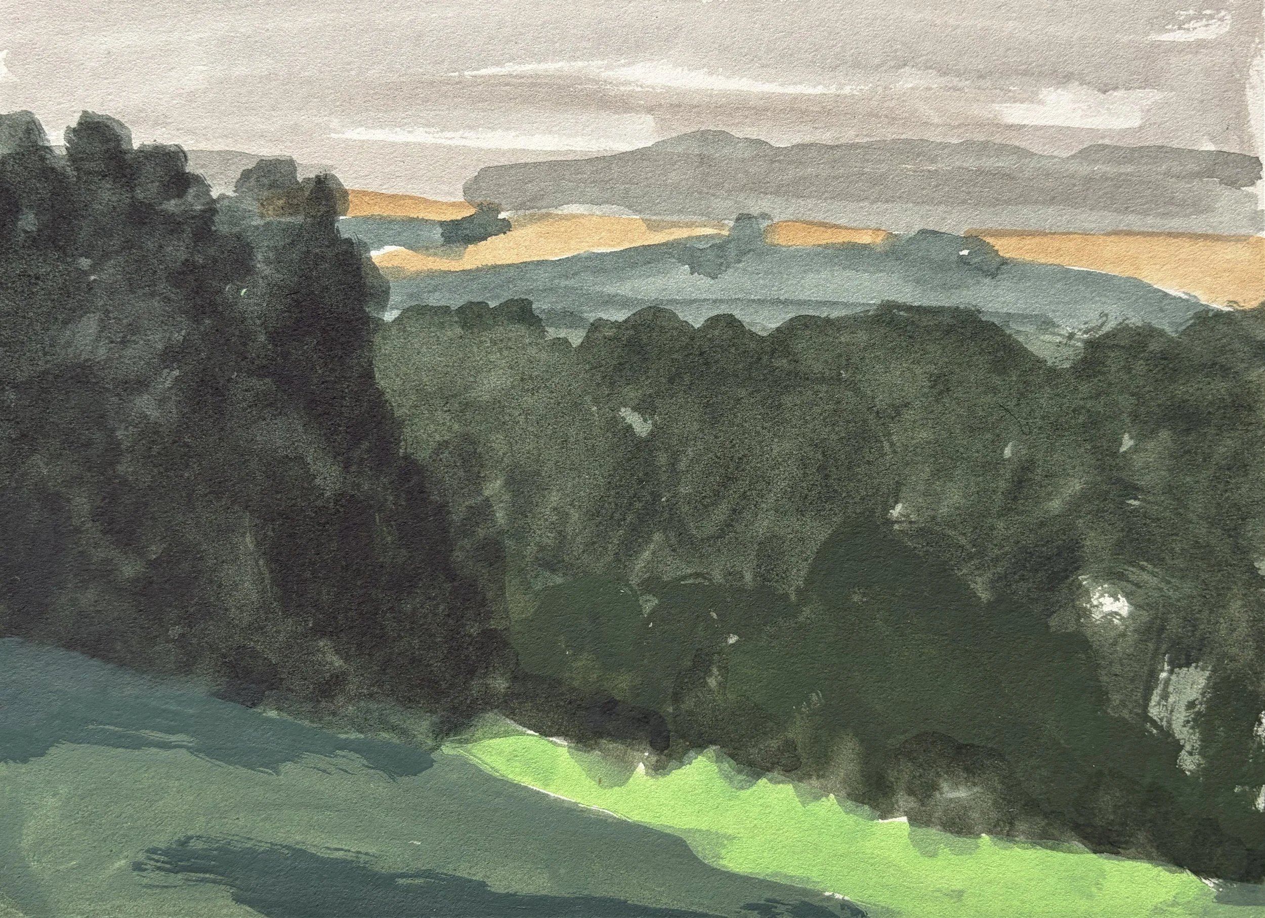 'Towards Syde'  Miserden, watercolour on paper, 2026