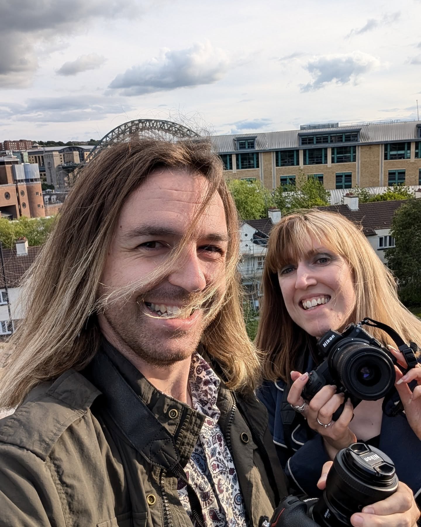 And it's windy again! 😂 We are at @secret.tower in Newcastle today for Teigan and James' wedding. Great to be working with @micaelamariefilms for the first time too ☺️